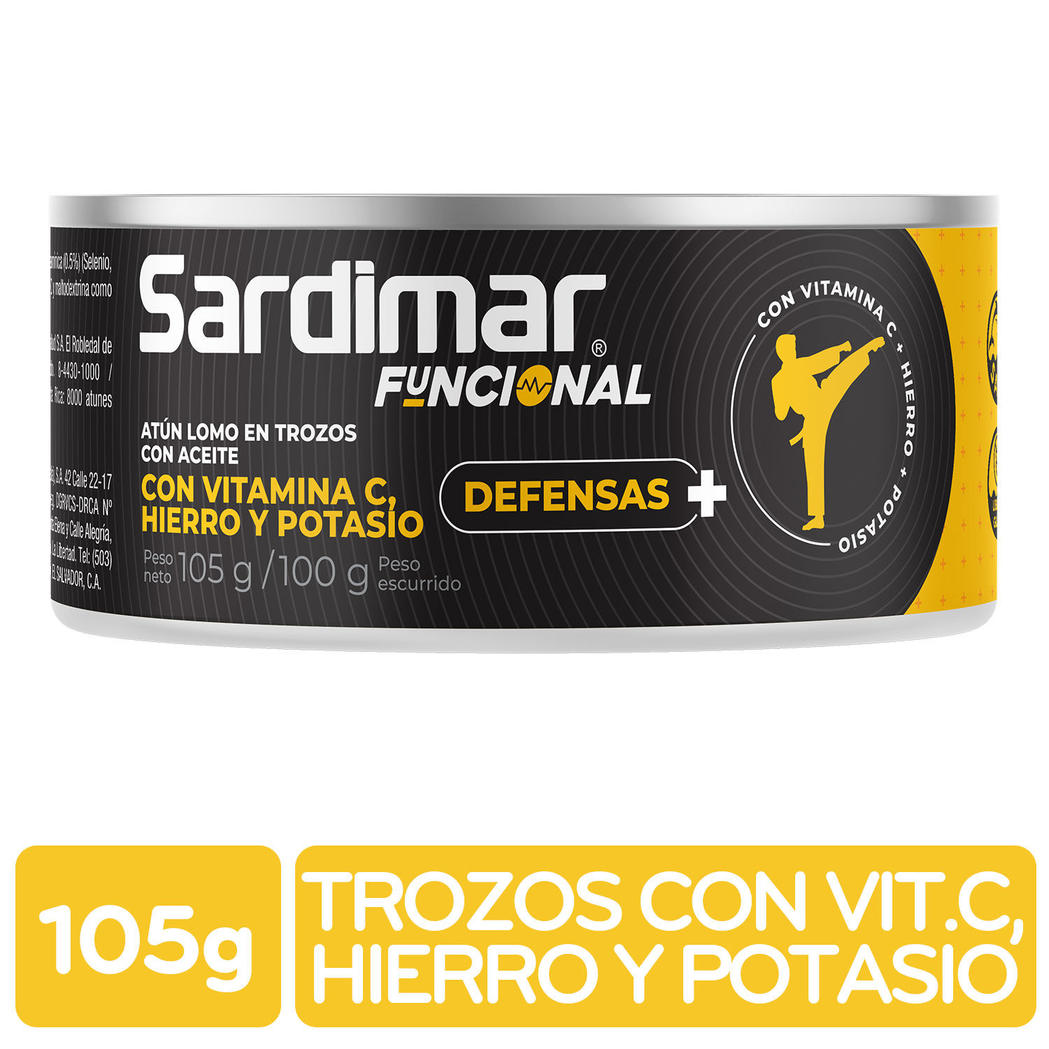 Atun Lomo Trozos Aceite Soya Vitamina C Sardimar Lata 105 G