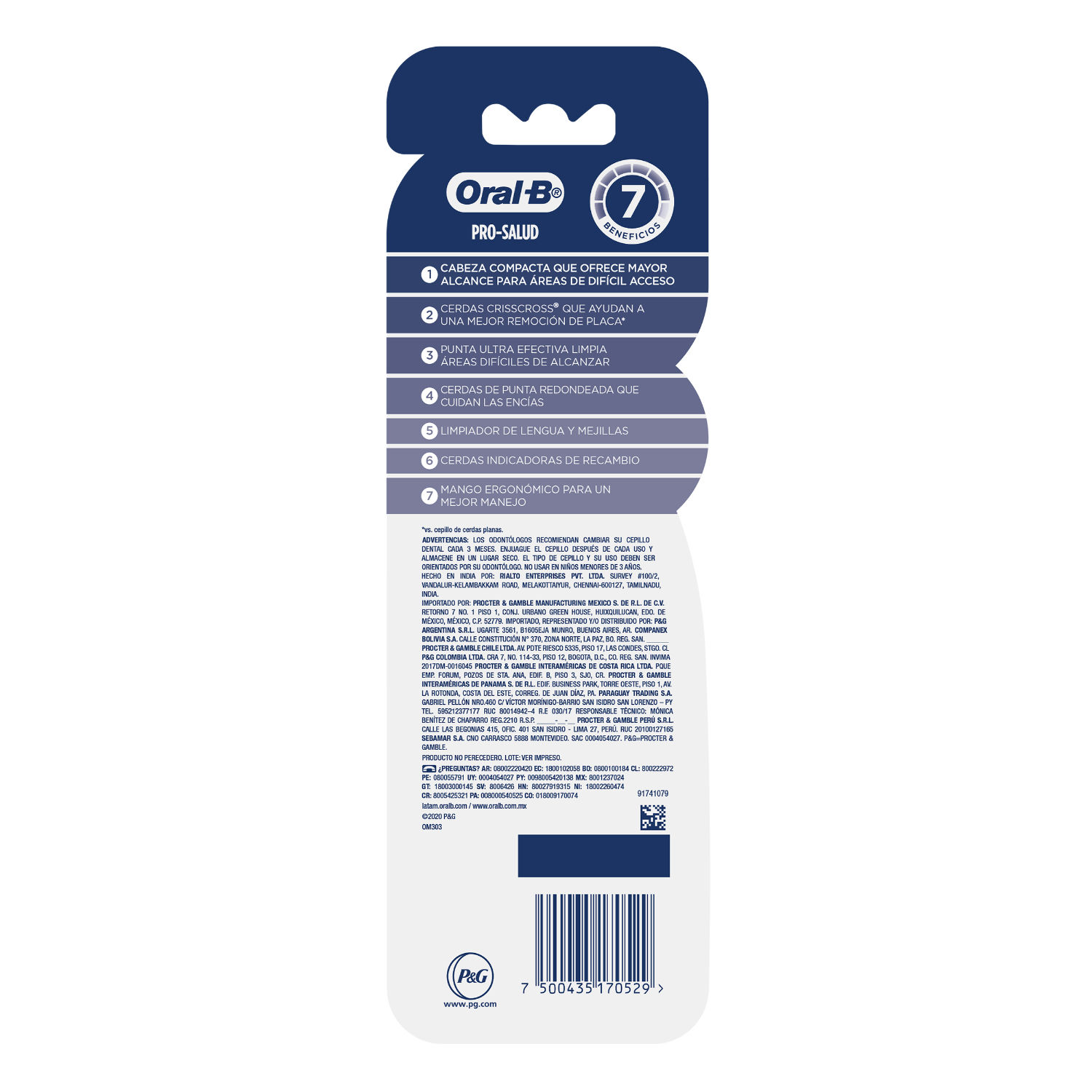 Cepillo Dental Oral-B 7 Beneficios Compact x 2 un