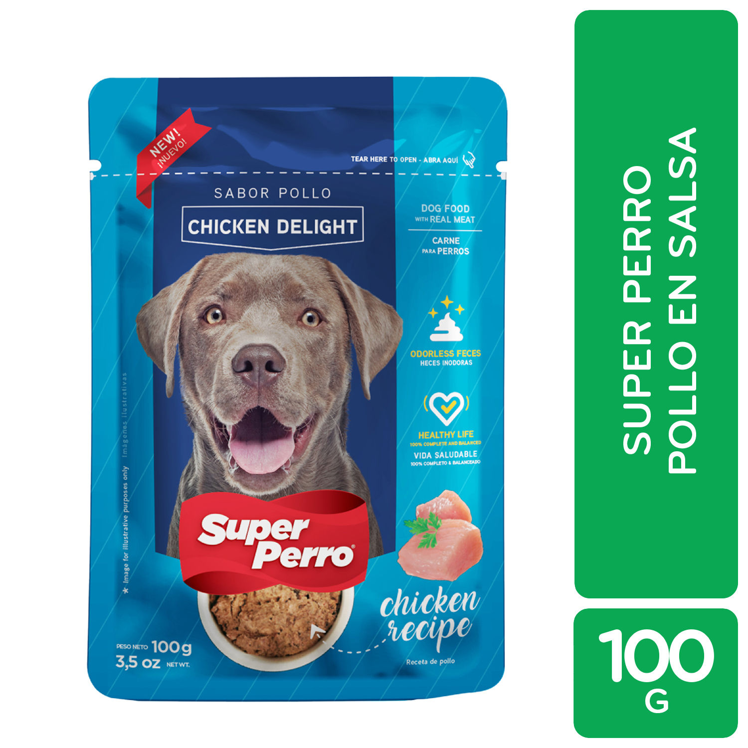 Alimento Perro Humedo Adulto Pollo Salsa Super Perro Bolsa 100 G