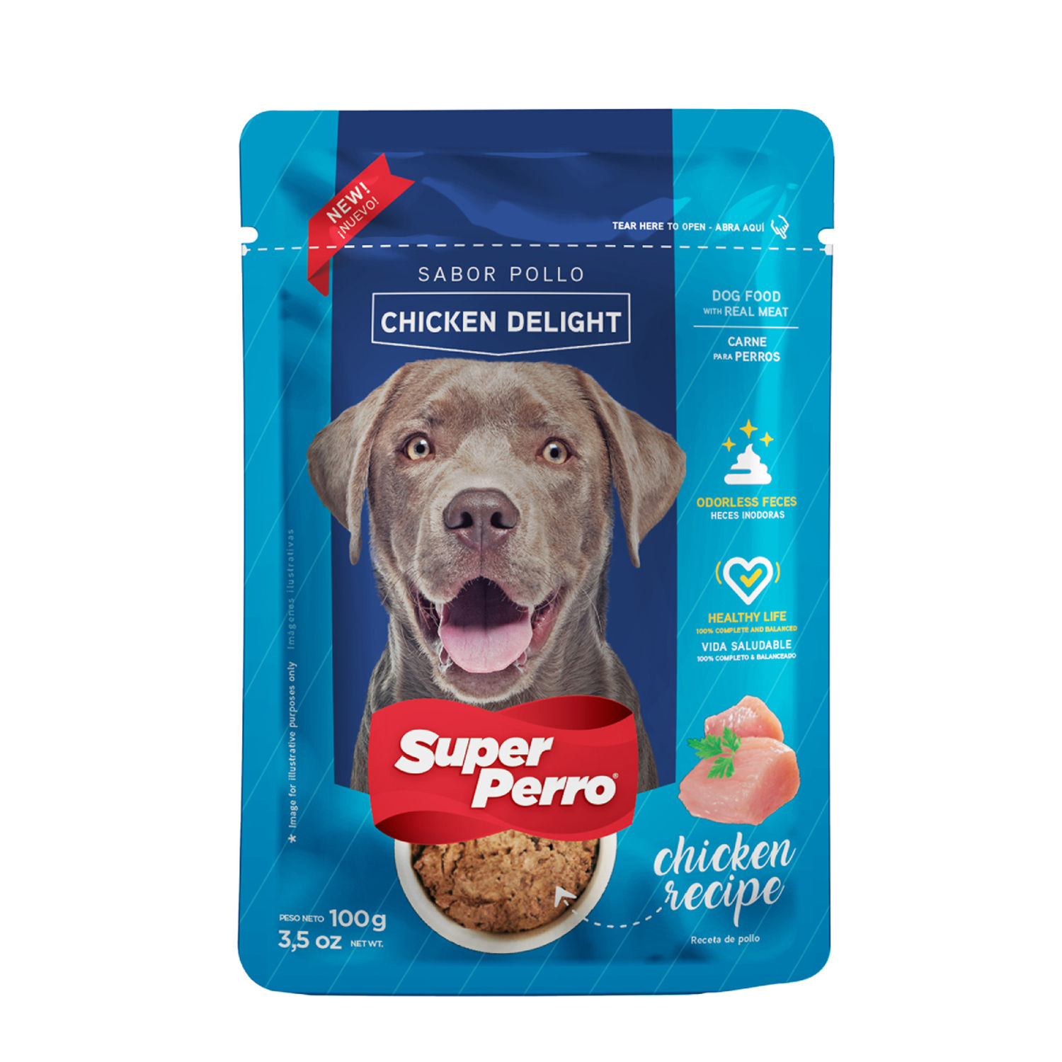 Alimento Perro Humedo Adulto Pollo Salsa Super Perro Bolsa 100 G