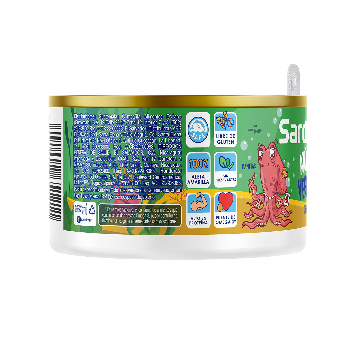 Atun Lomo Trozos Aceite Soya Vegetales Kids Sardimar Lata 105 G