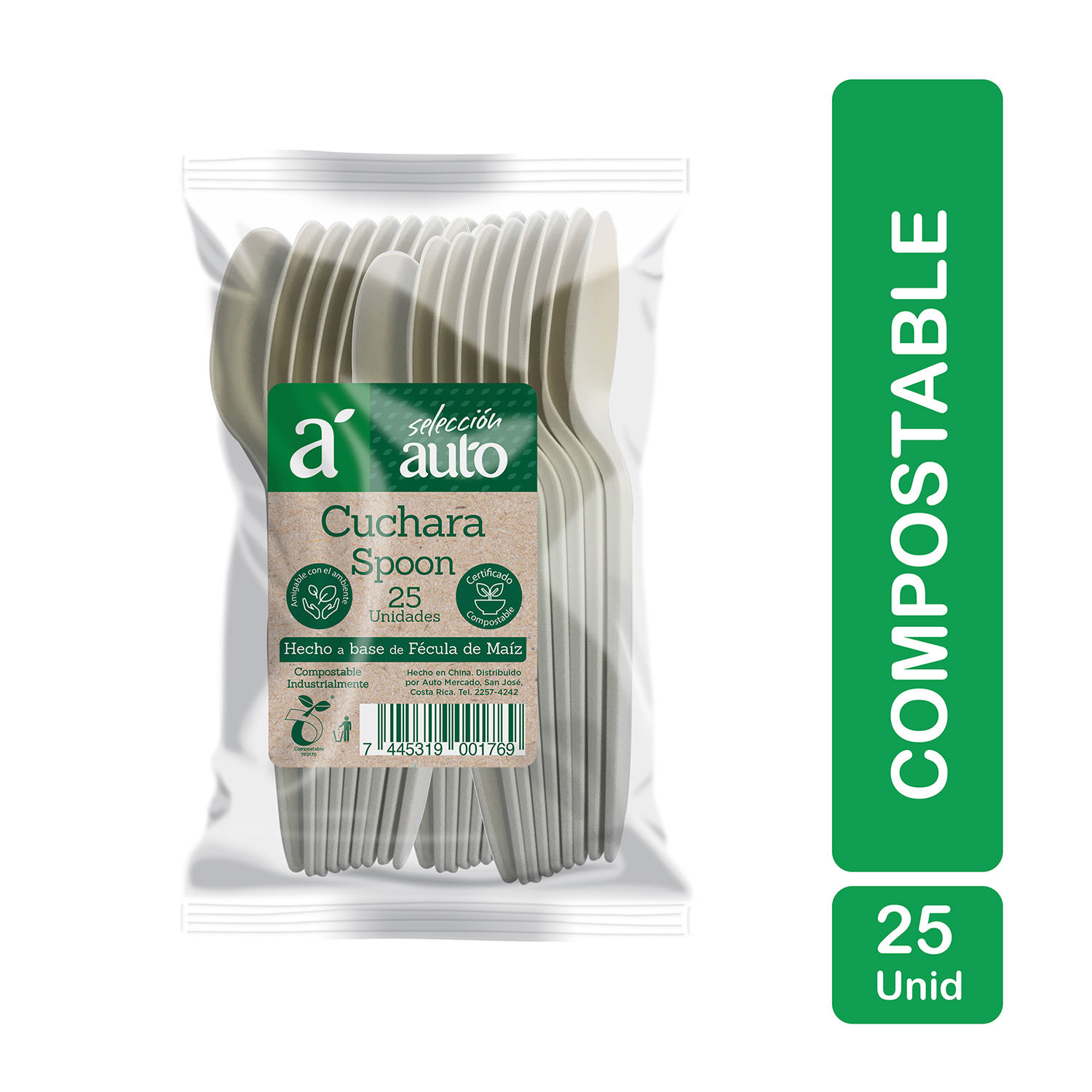 Cuchara Compostable Selección Auto Paquete 25 U