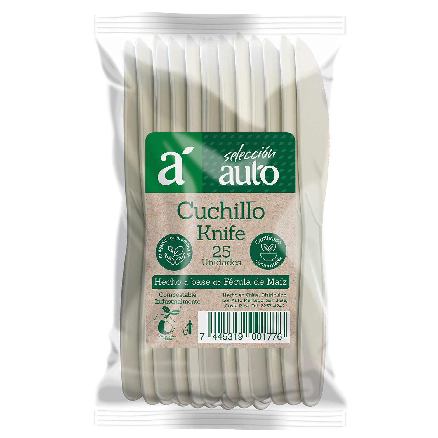 Cuchillo Compostable Selección Auto Paquete 25 U