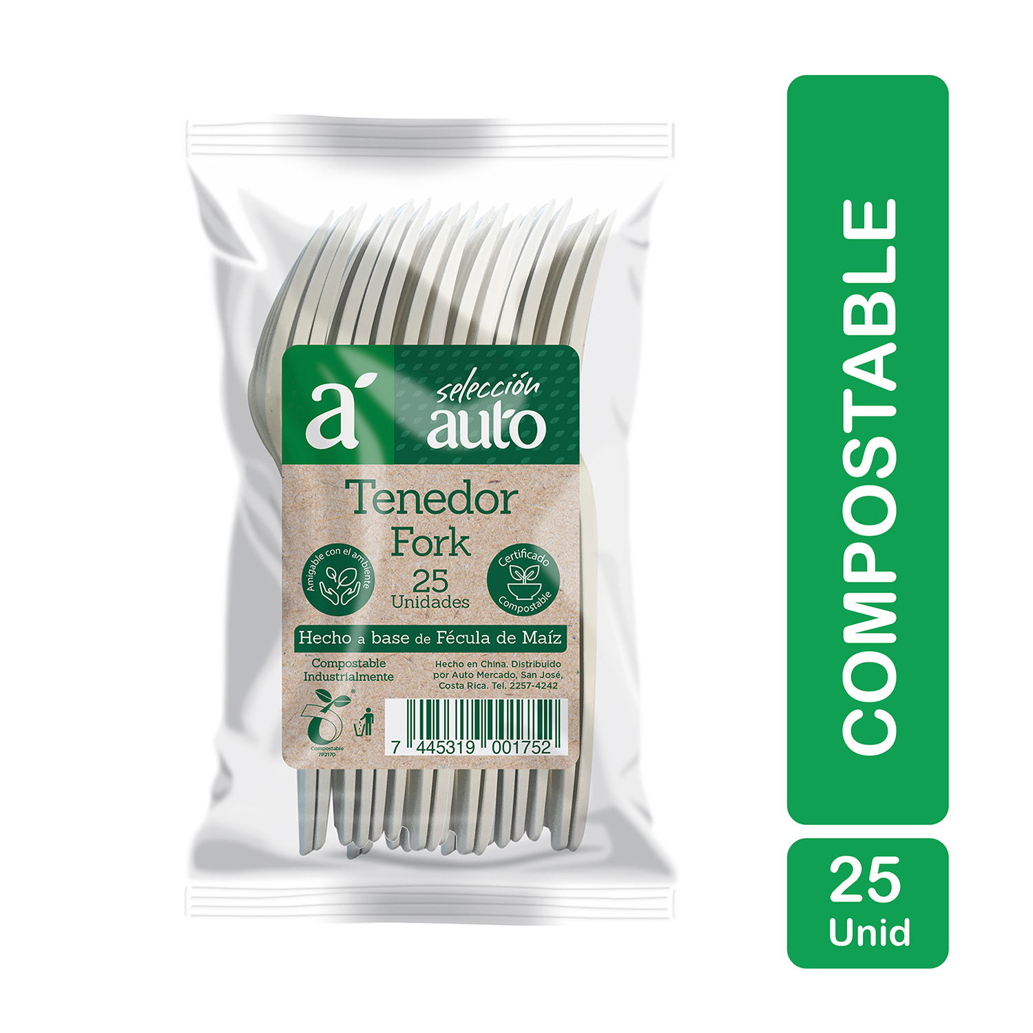 Tenedor Compostable Selección Auto Paquete 25 U