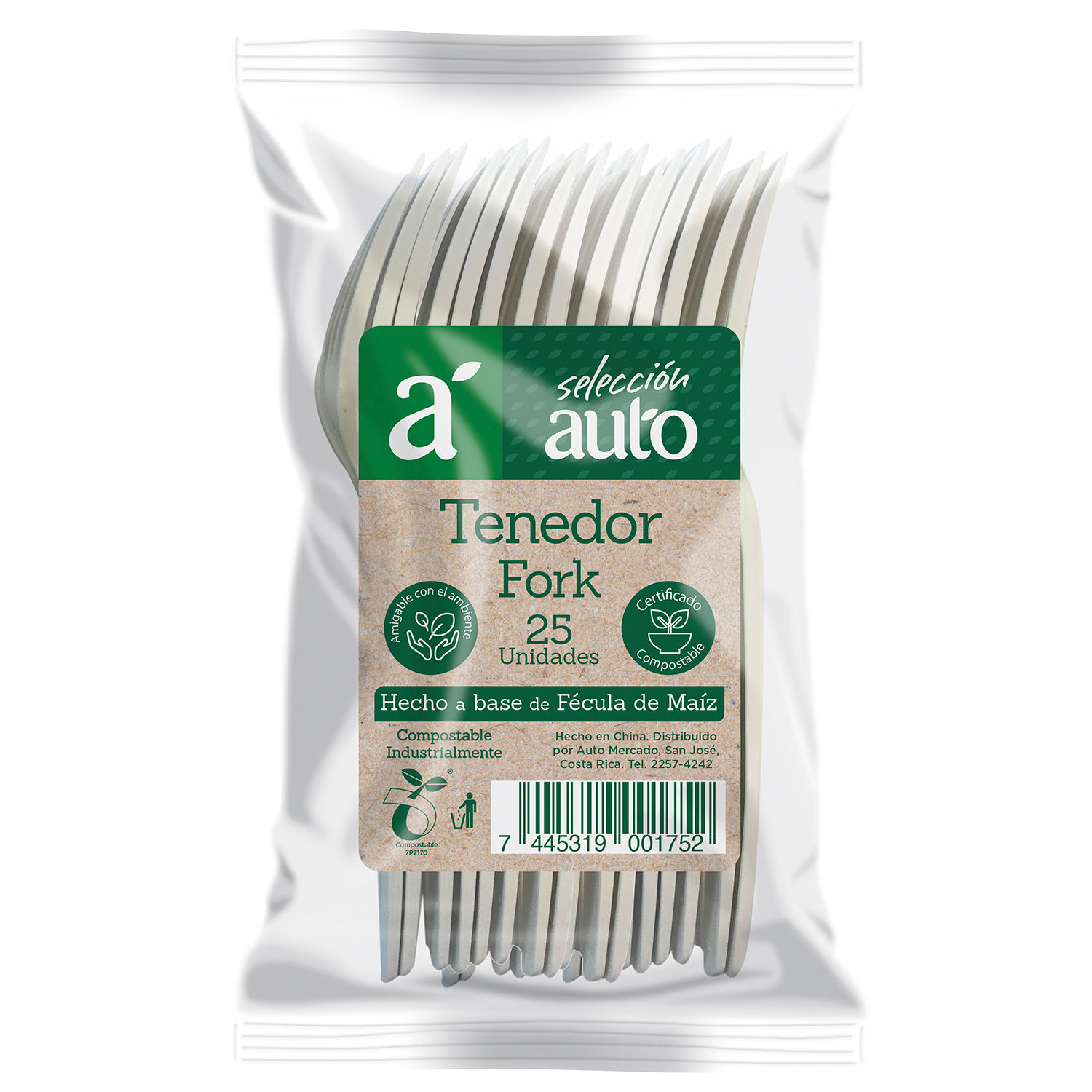 Tenedor Compostable Selección Auto Paquete 25 U