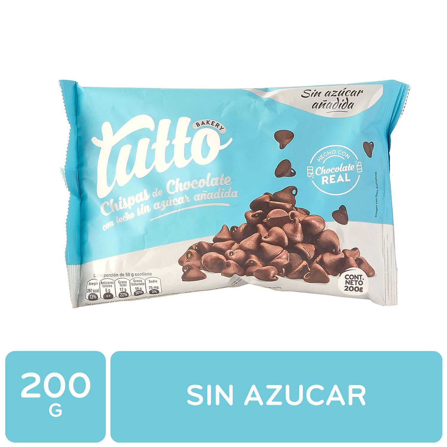 Chips Chocolate Sin Azucar Paquete 200 G