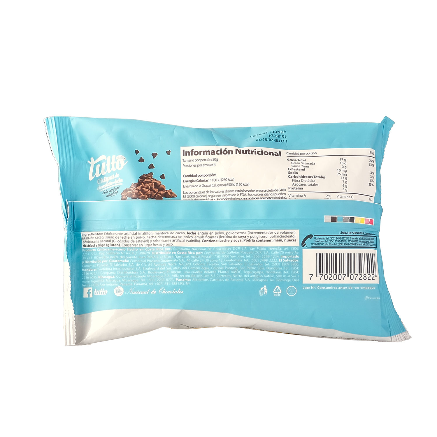 Chips Chocolate Sin Azúcar Paquete 200 G