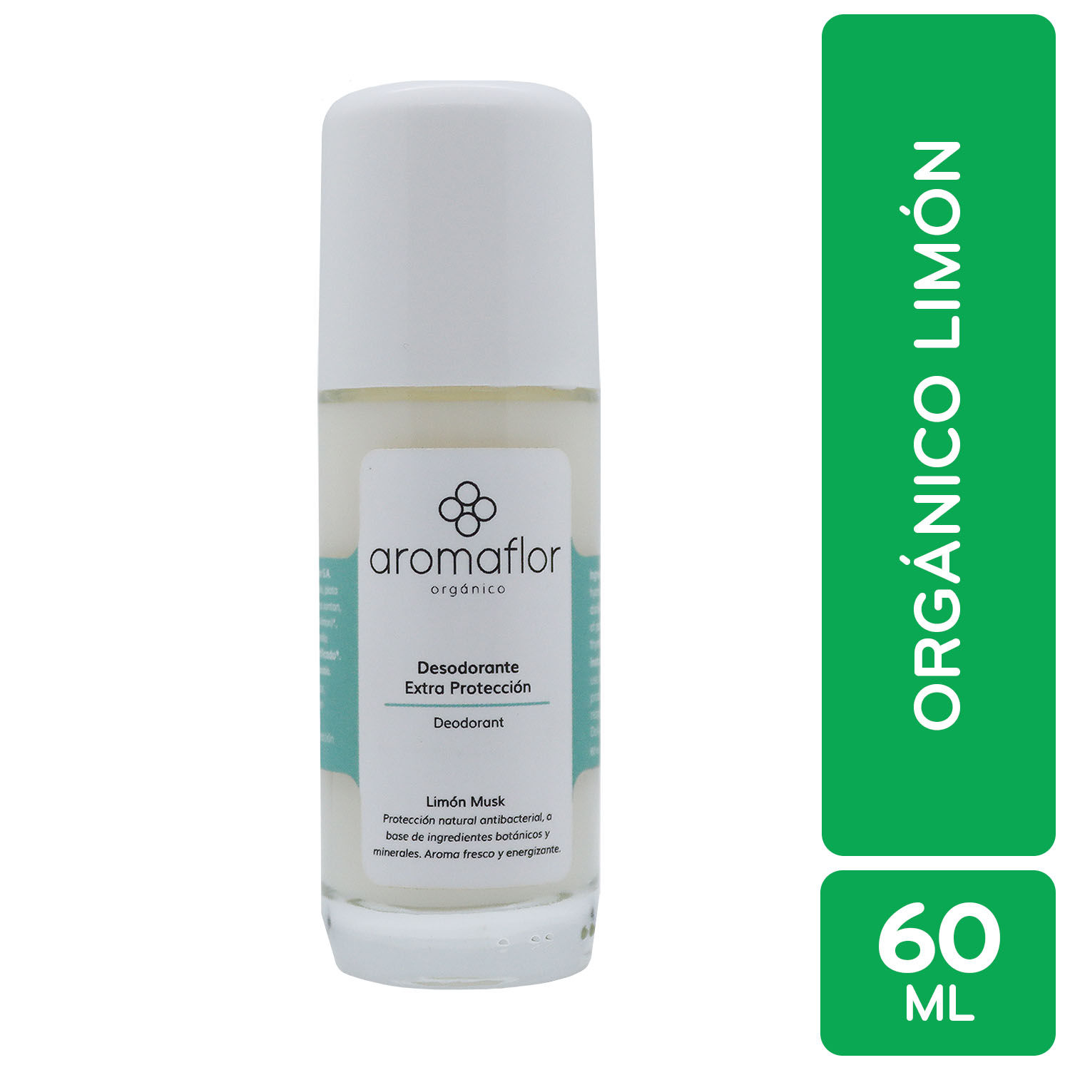 Desodorante Roll On Limon Musk Mujer Aromaflor Organico Envase 60 Ml