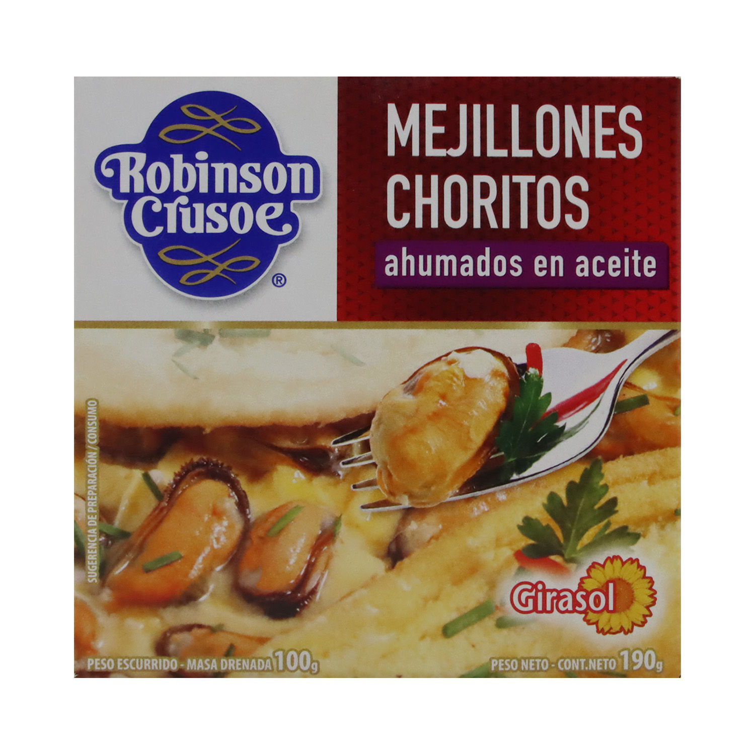 Mejillon Ahumado Aceite Robinson Crusoe Caja 190g