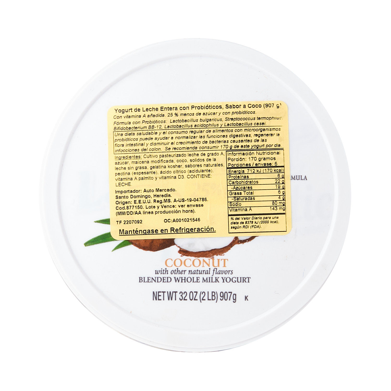 Yogurt Saborizado Coco La Yogurt Envase 900g