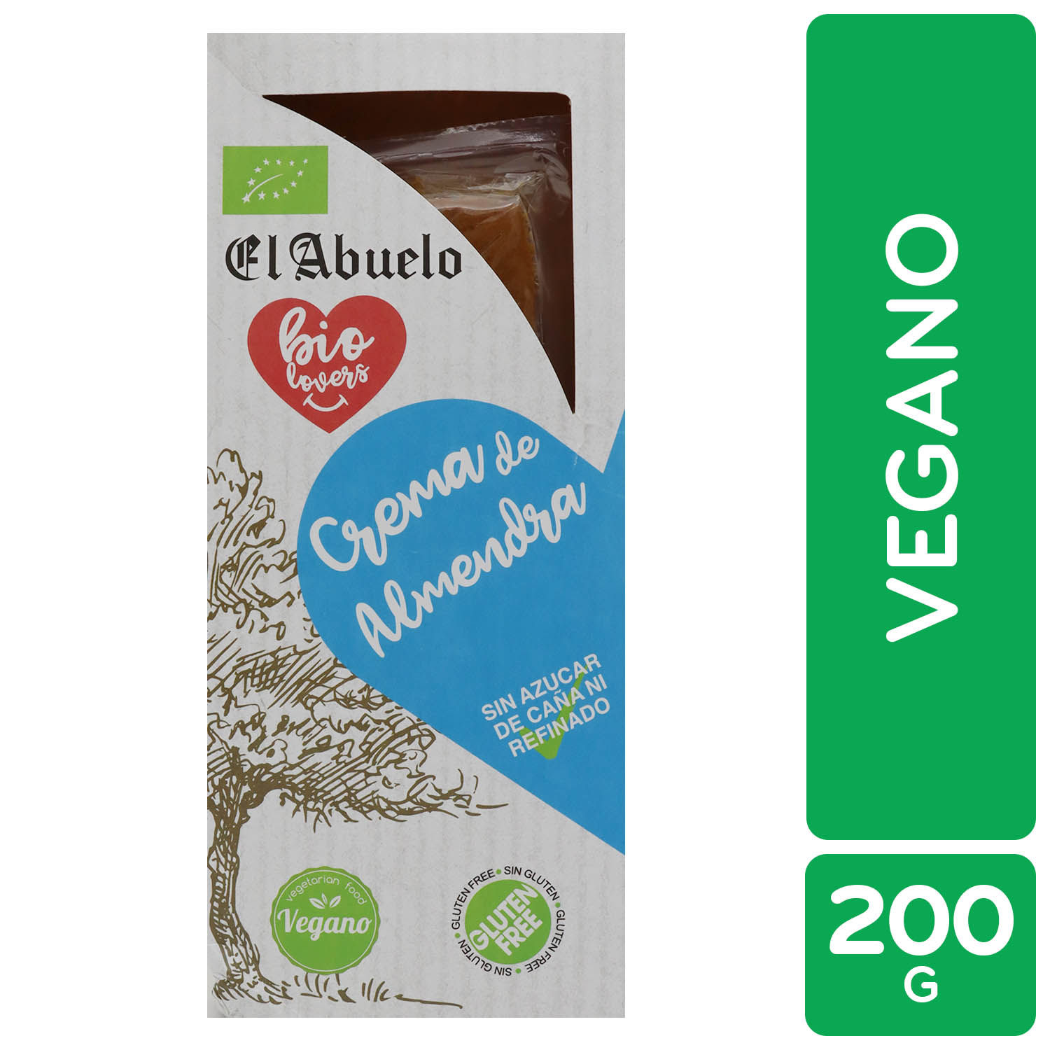 Turron Natural Crema Almendra Vegano El Abuelo Caja 200 G