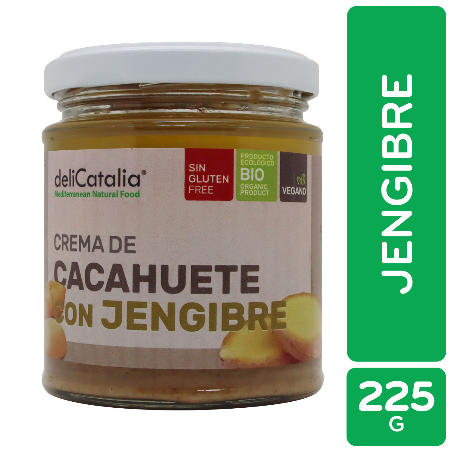 Mantequilla Mani  Jengibre Vegano  Delicatalia Frasco 225 G