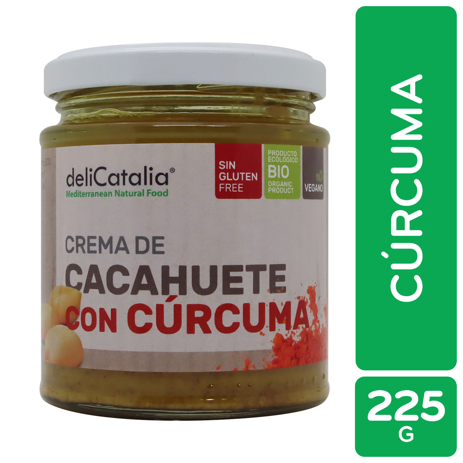 Mantequilla Mani Cúrcuma Vegano Decatalia Frasco 225 G