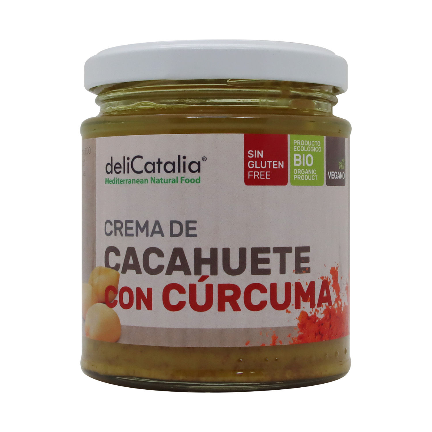 Mantequilla Mani Cúrcuma Vegano Decatalia Frasco 225 G