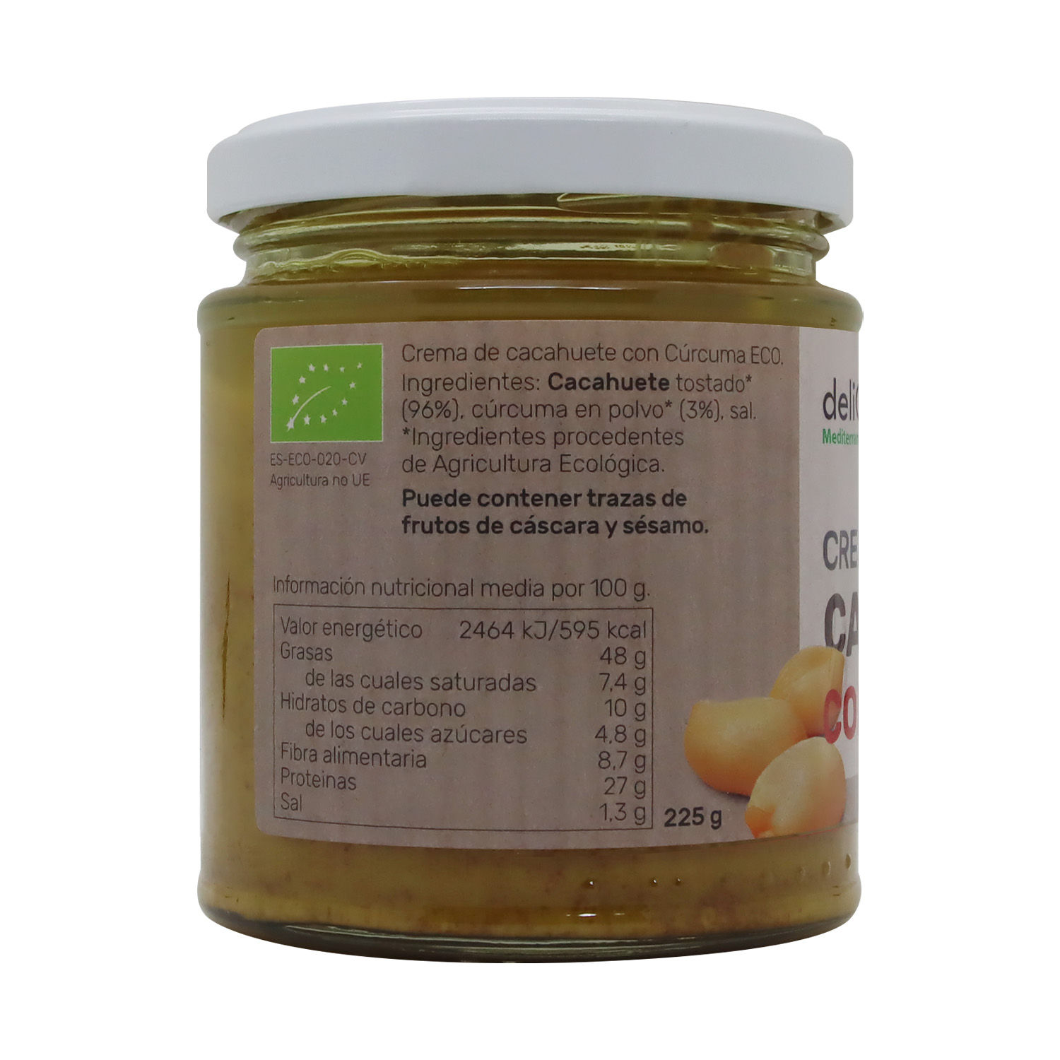 Mantequilla Mani Cúrcuma Vegano Decatalia Frasco 225 G