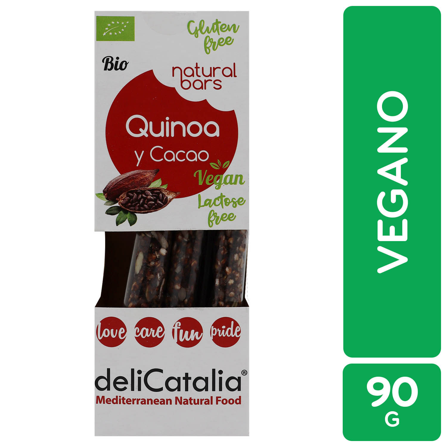 Barra Quinoa Cacao Vegano Delicatalia Caja 90 G