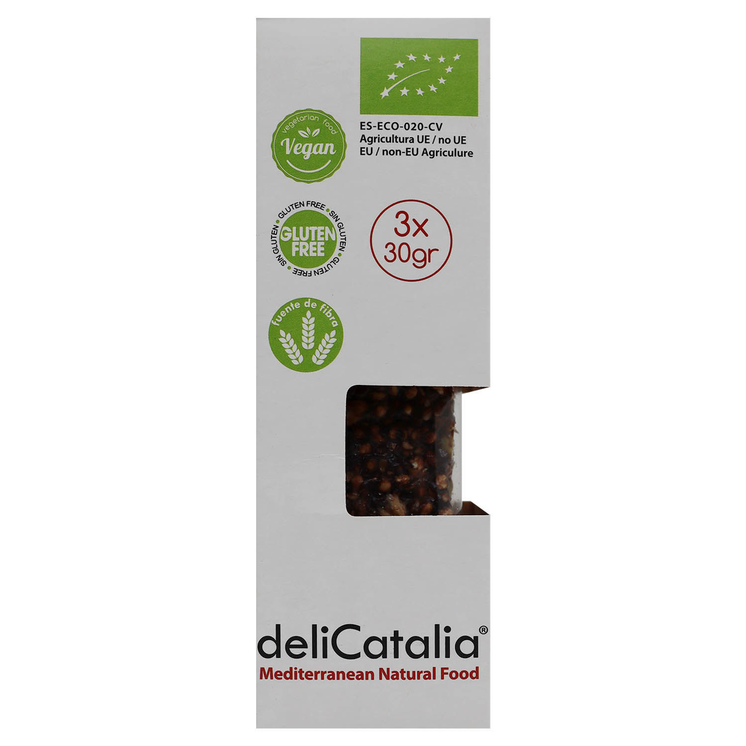 Barra Quinoa Cacao Vegano Delicatalia Caja 90 G