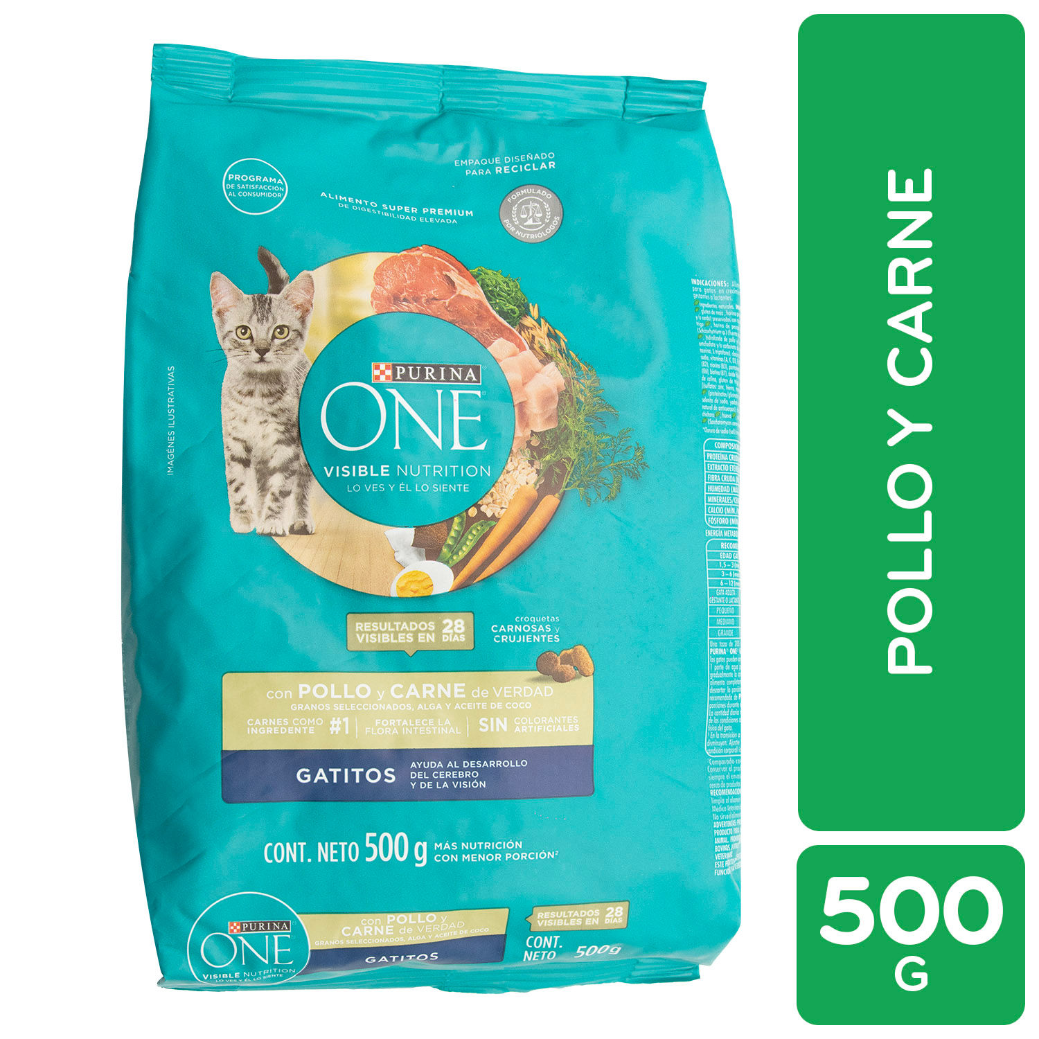 Alimento Gato Cachorro Seco Pollo Y Carne One Bolsa 500 Kg