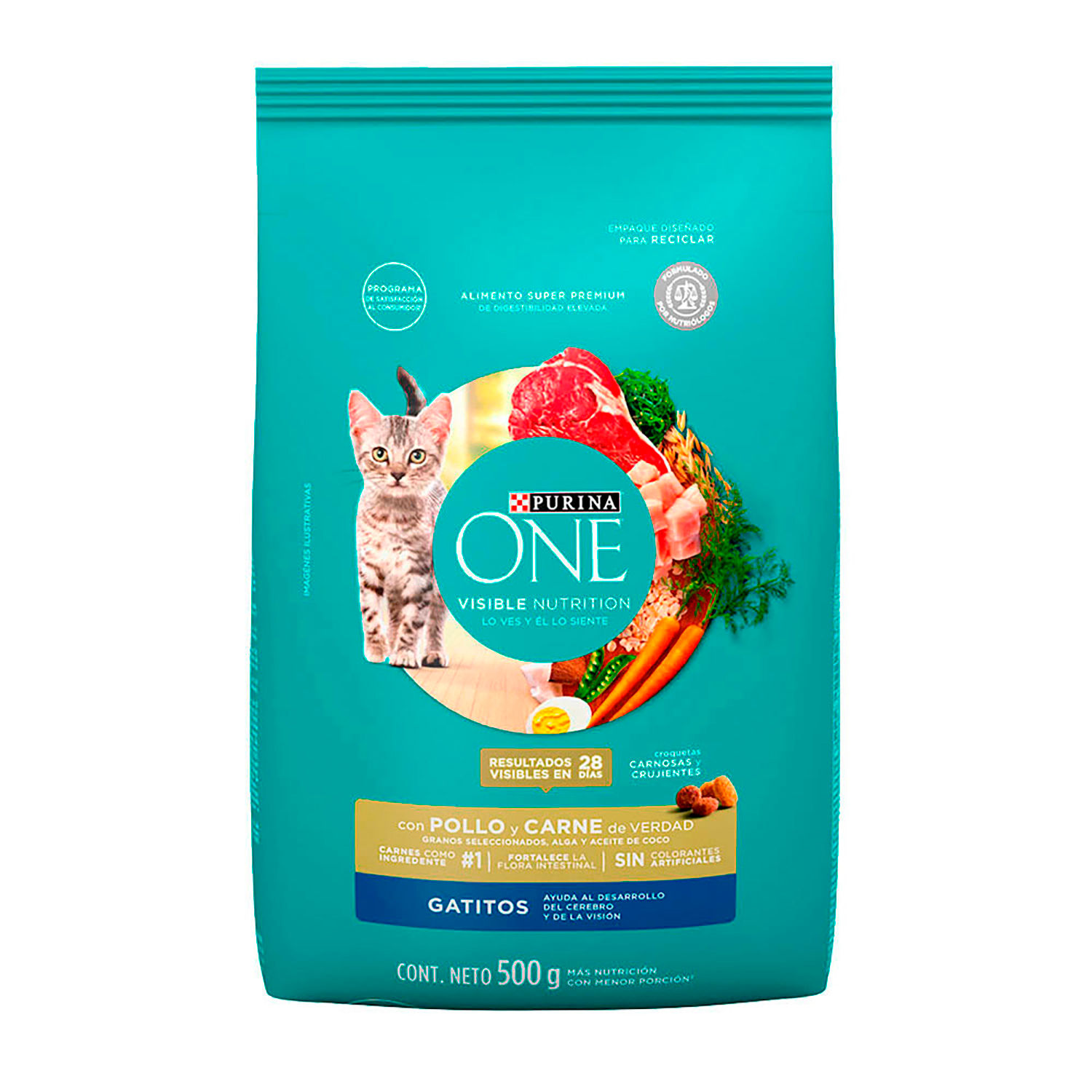 Alimento Gato Cachorro Seco Pollo Y Carne One Bolsa 500 Kg