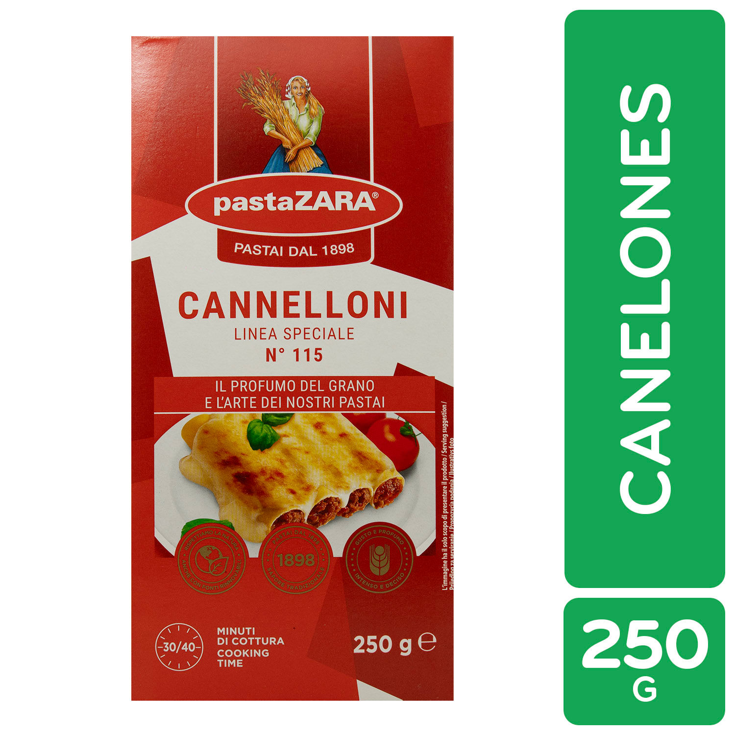 Pasta Alimenticia Canelon Pasta Zara Caja 250 G