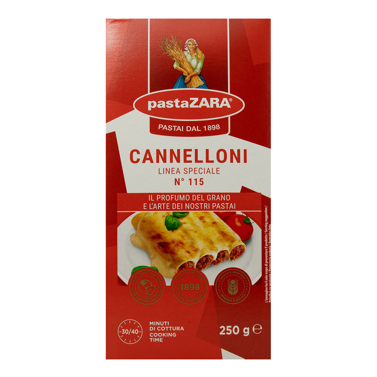 Pasta Alimenticia Canelon Pasta Zara Caja 250 G
