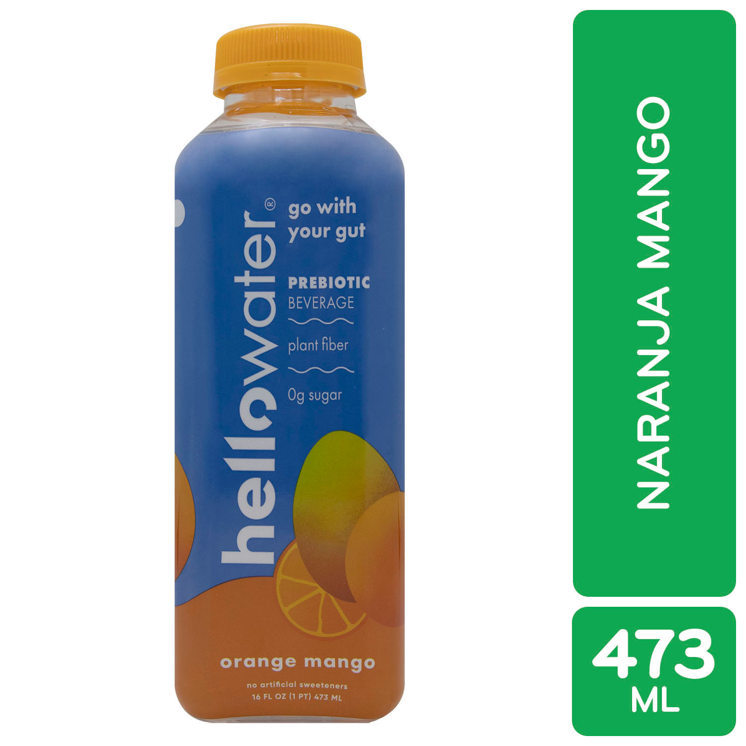 Agua Saborizada Naranja Mango Sin Azucar Hellowater Botella 473 Ml