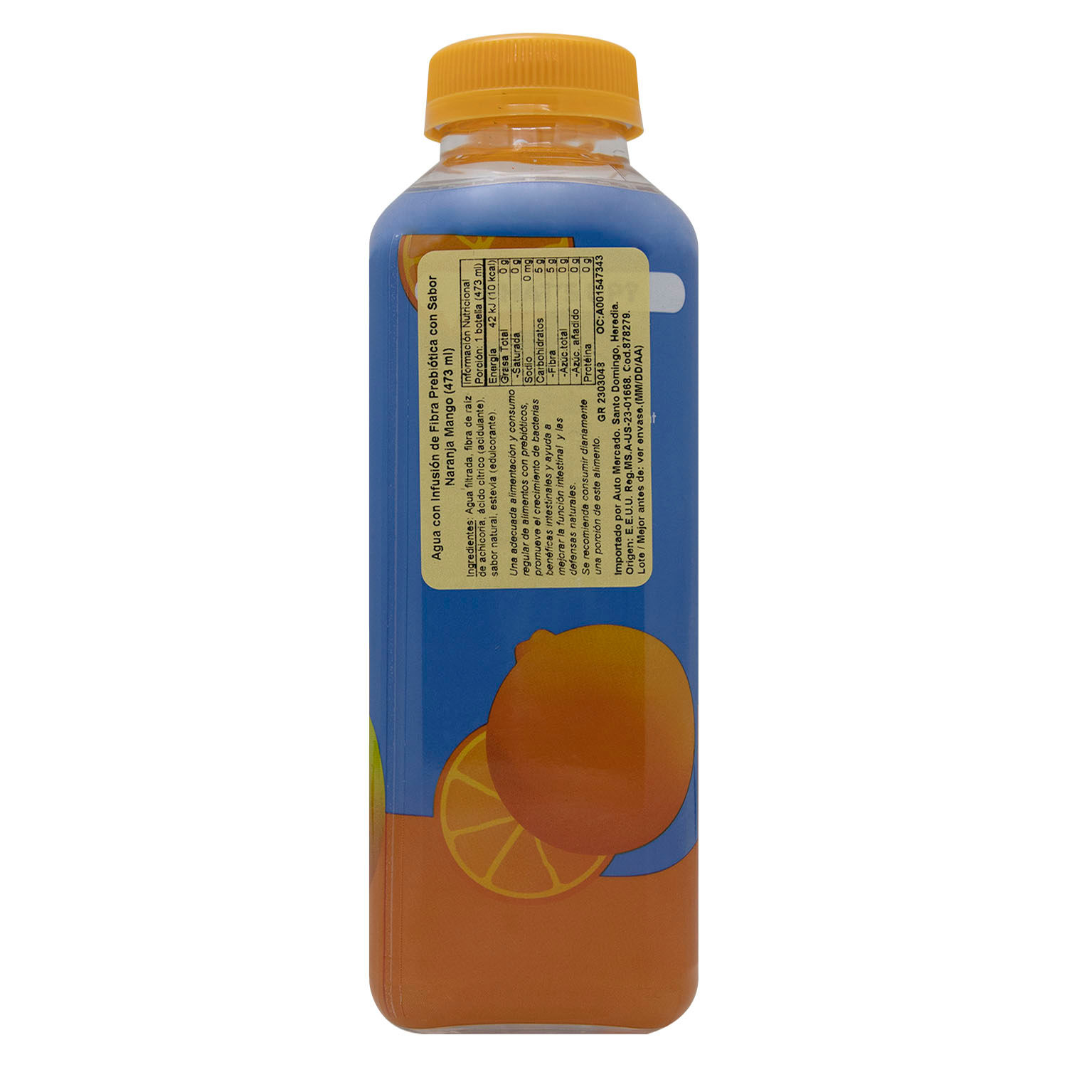 Agua Saborizada Naranja Mango Sin Azucar Hellowater Botella 473 Ml