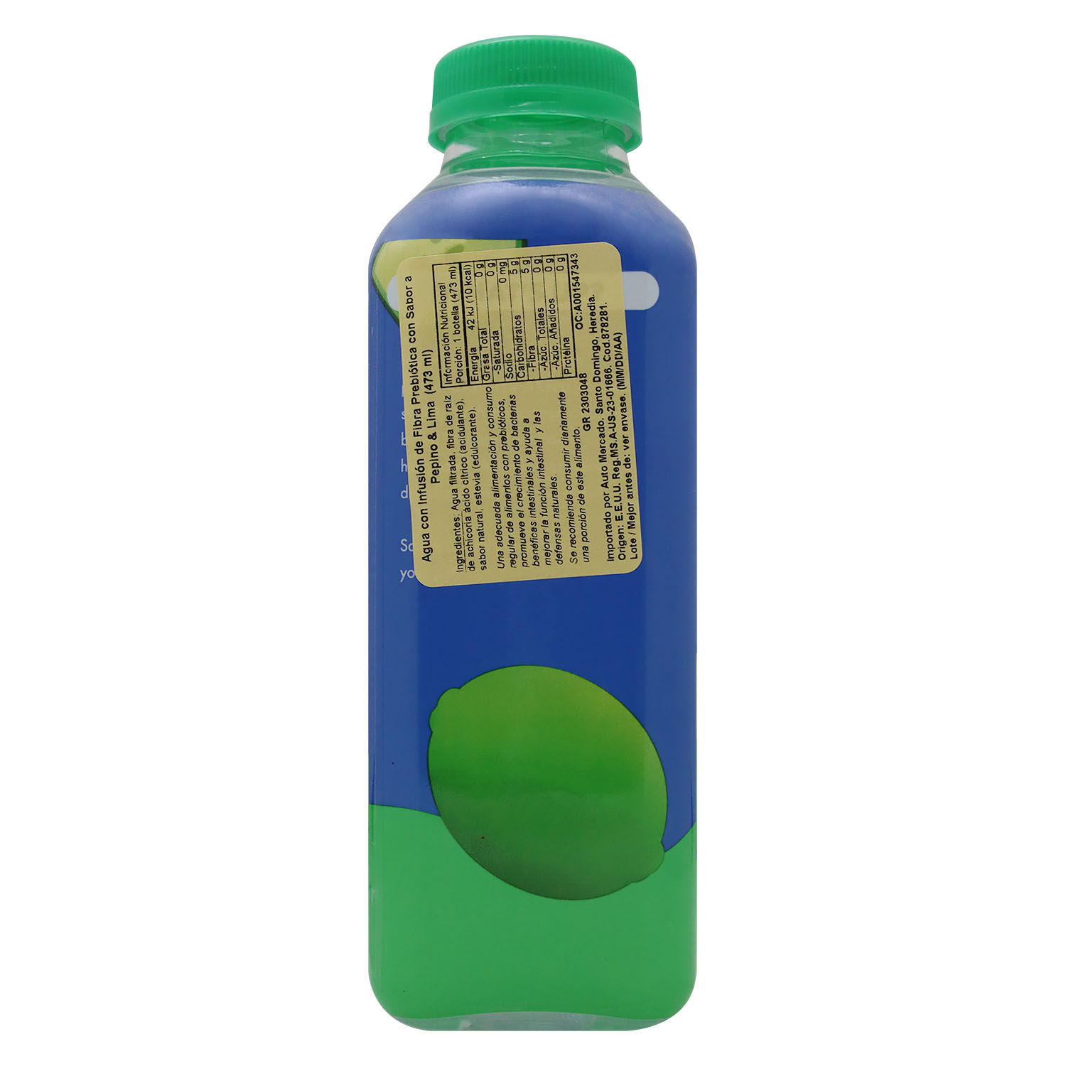 Agua Saborizada Pepino Limon Sin Azucar Hellowater Botella 473 Ml