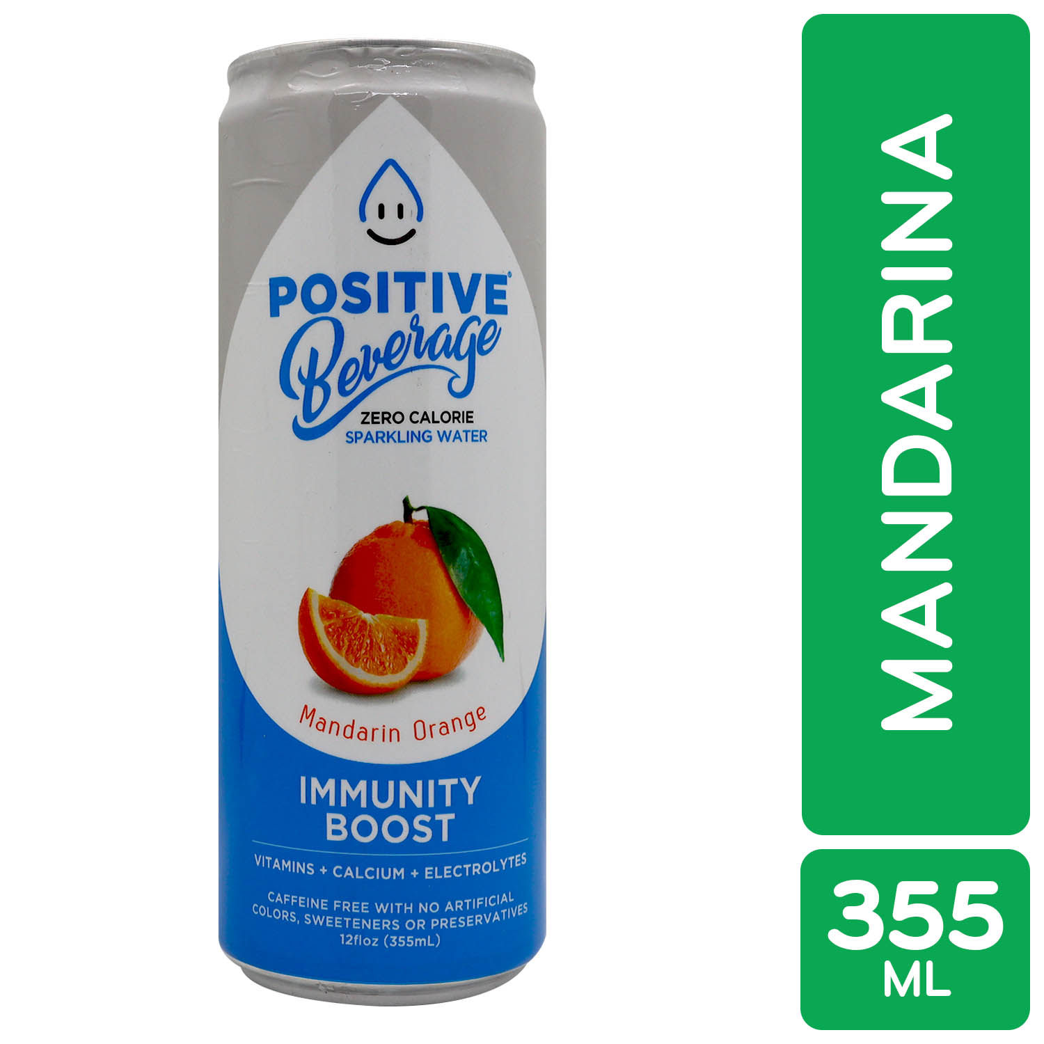 Agua Gasificada Saborizada Mandarina Naranja Zero Positive Lata 355 Ml
