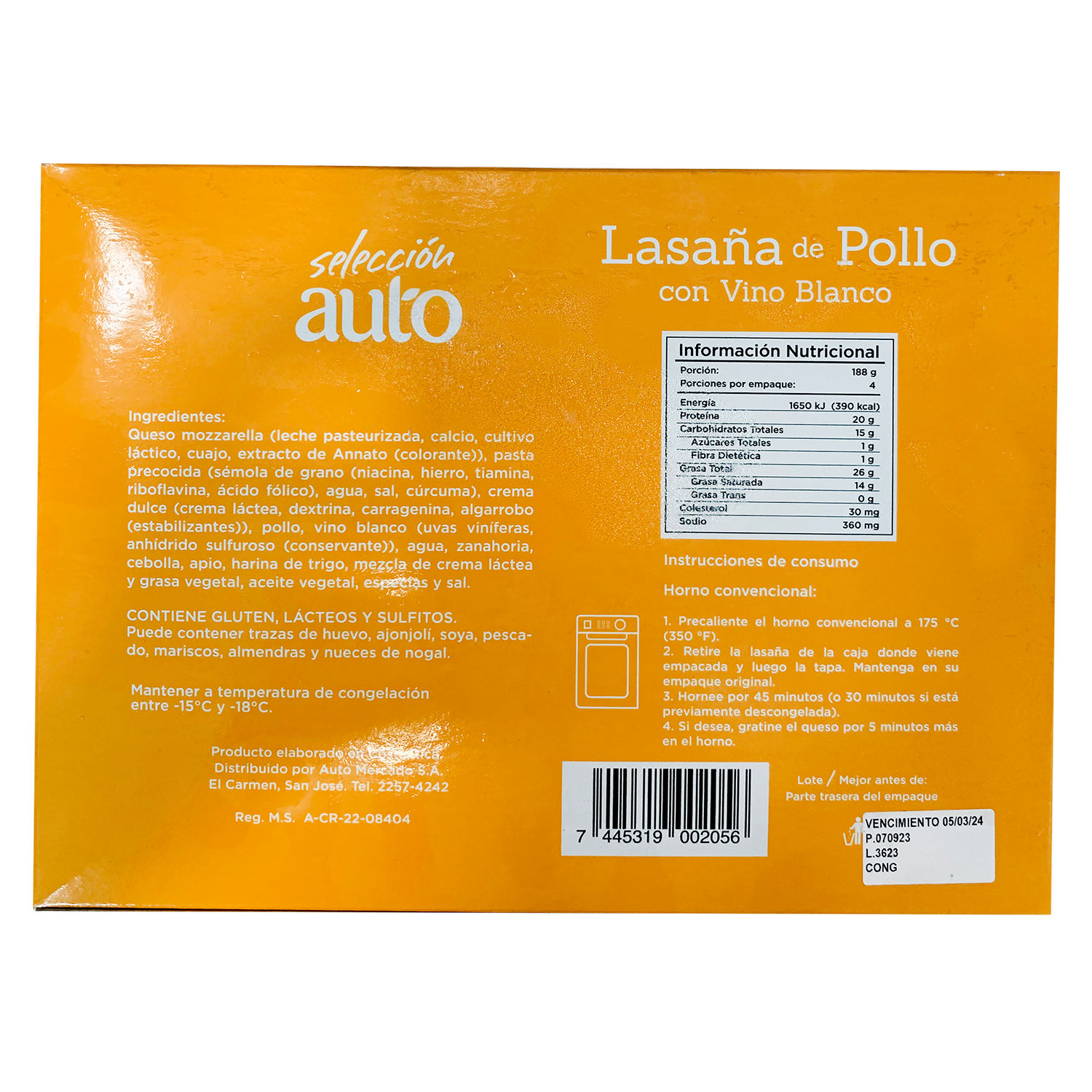 Lasagña Pollo Selección Auto Caja 750 G