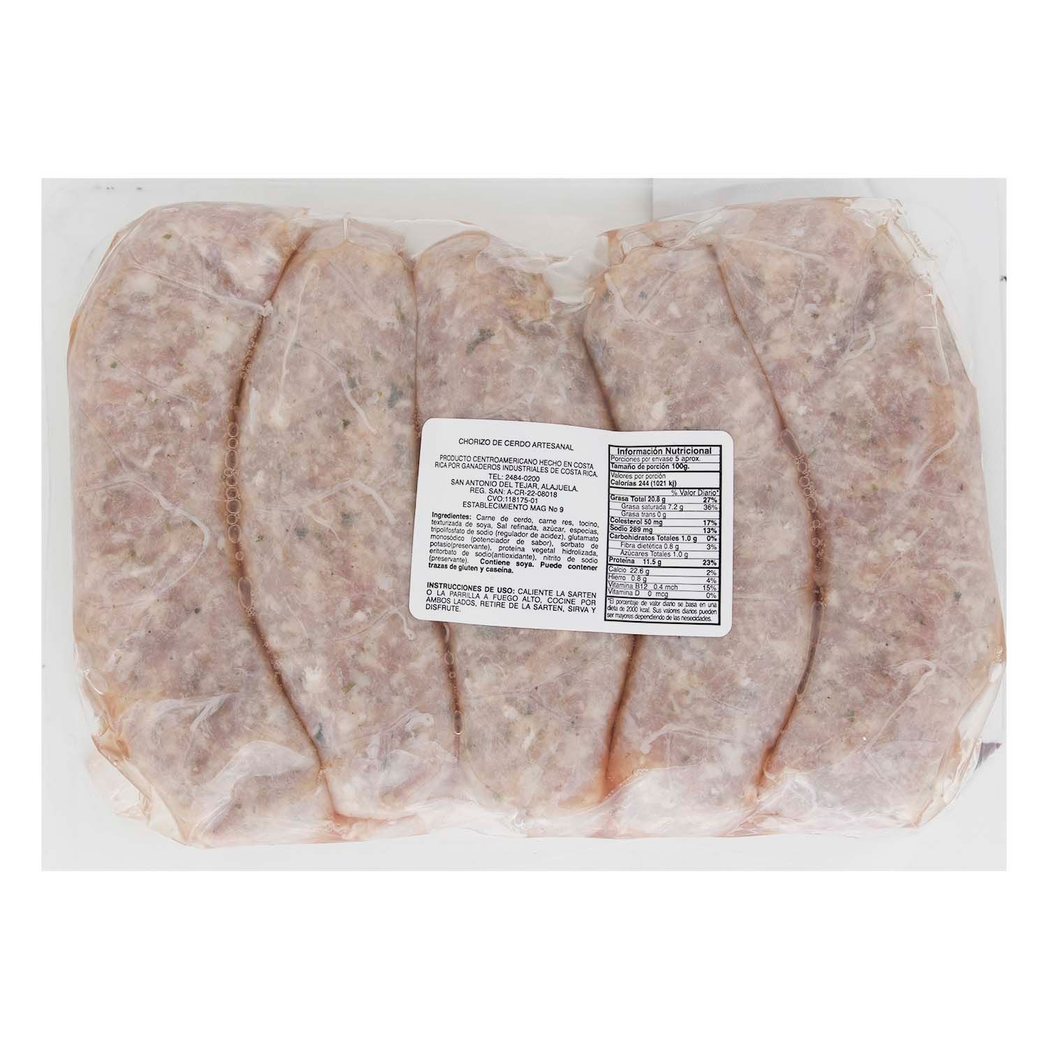 Chorizo De Cerdo Artesanal Auto Mercado Paquete 500 G