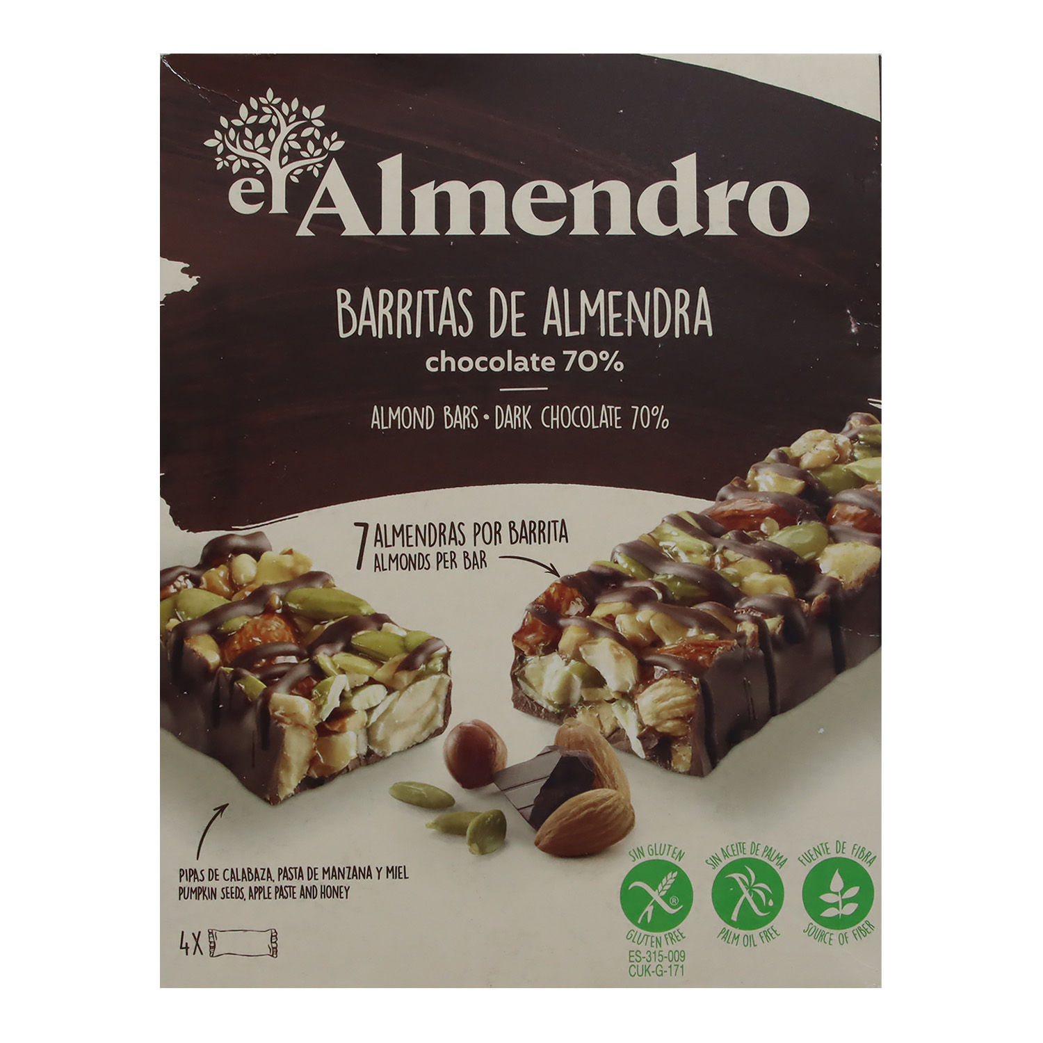 Barra Almendra Chocolate Oscuro 70% El Almendro