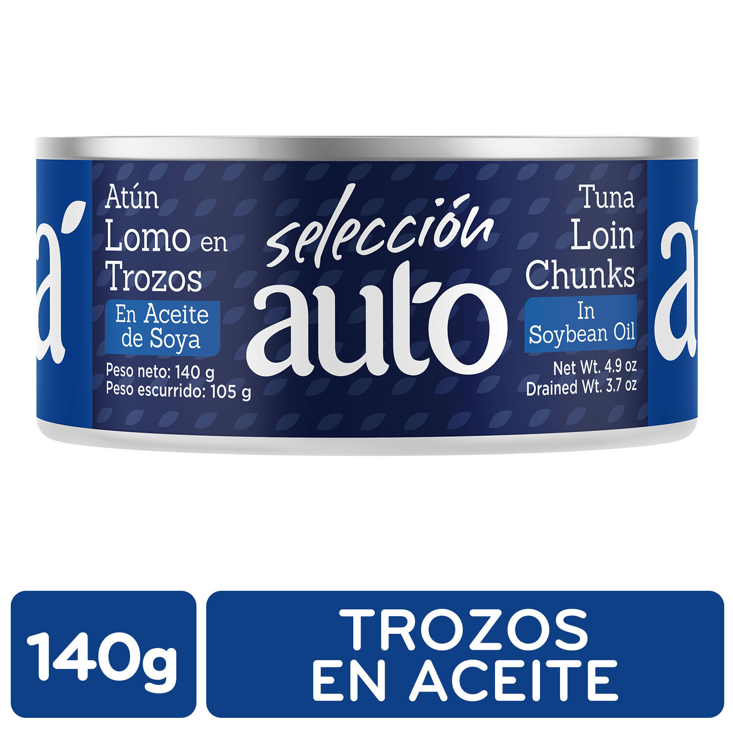 Atun Lomo Trozos Aceite Soya Selección Auto Lata 140 G