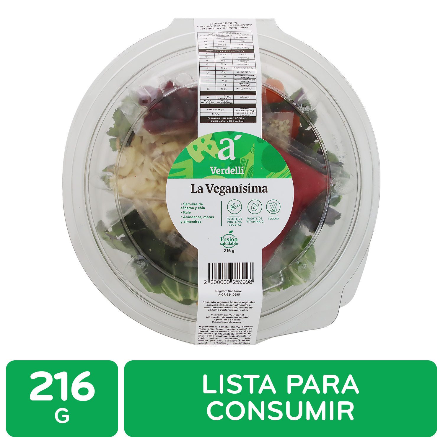 Ensalada Personal Vegana Auto Mercado Bandeja 216 G