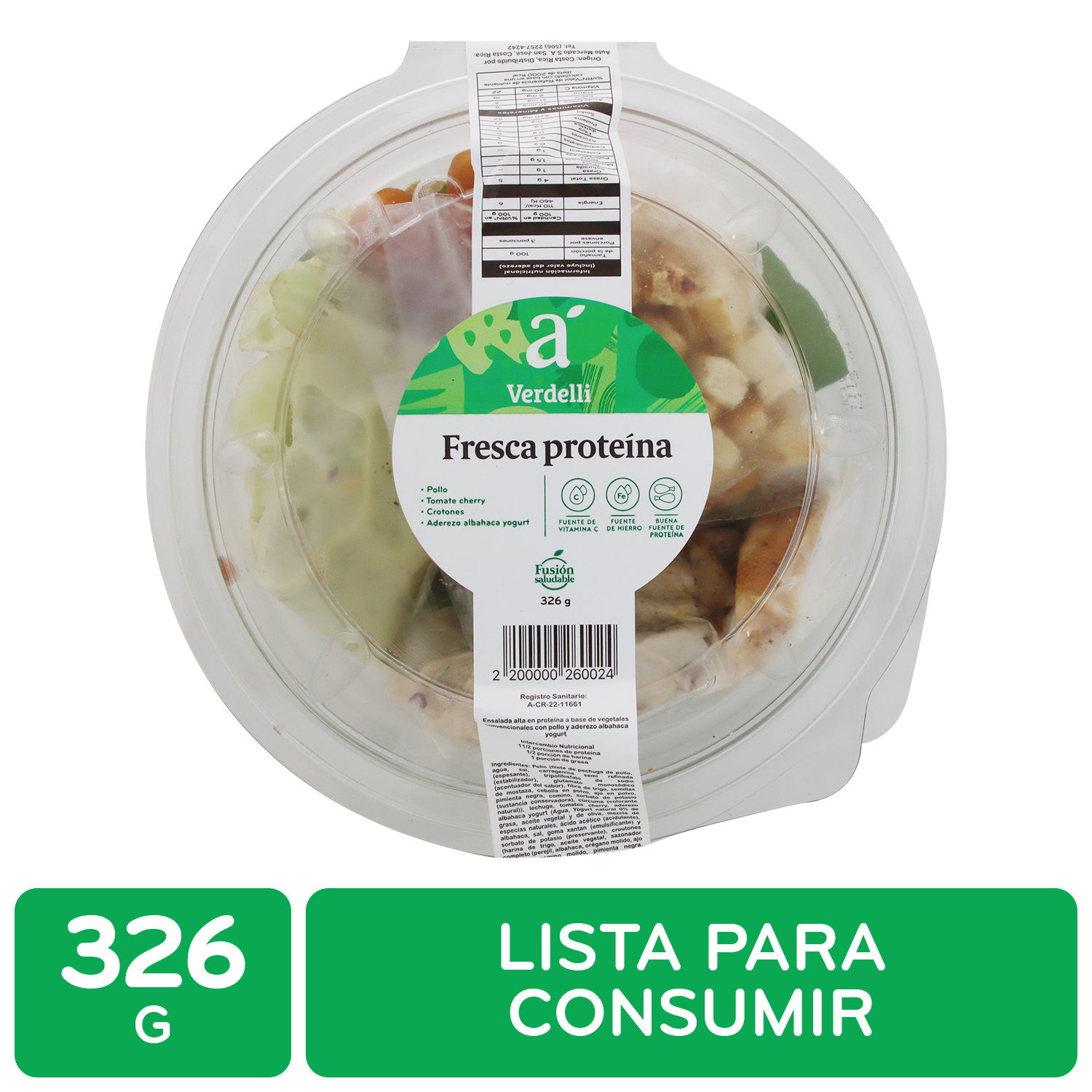 Ensalada Personal Mixta Con Pollo Auto Mercado Bandeja 326 G