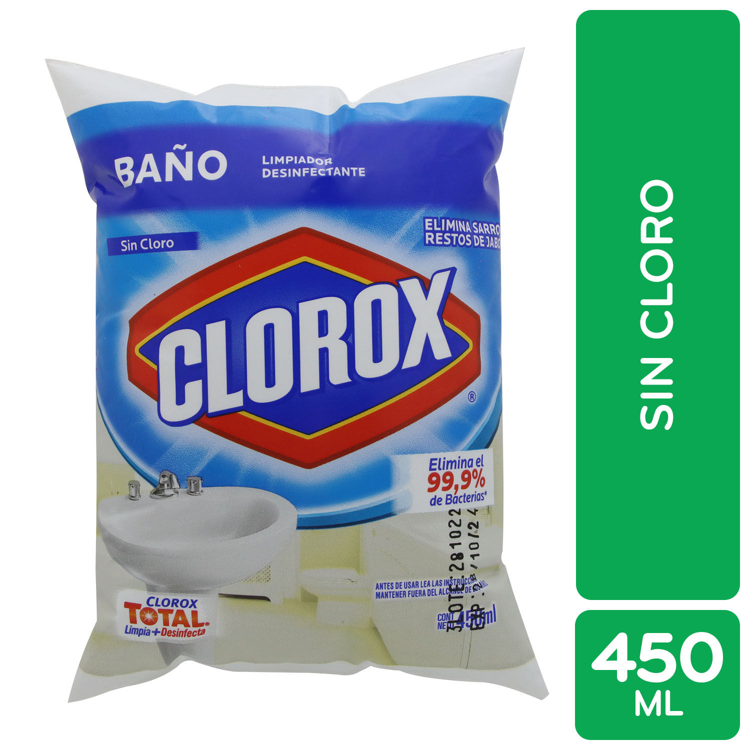 Limpiador Baño Antihongo Repuesto Clorox Bolsa 450 Ml