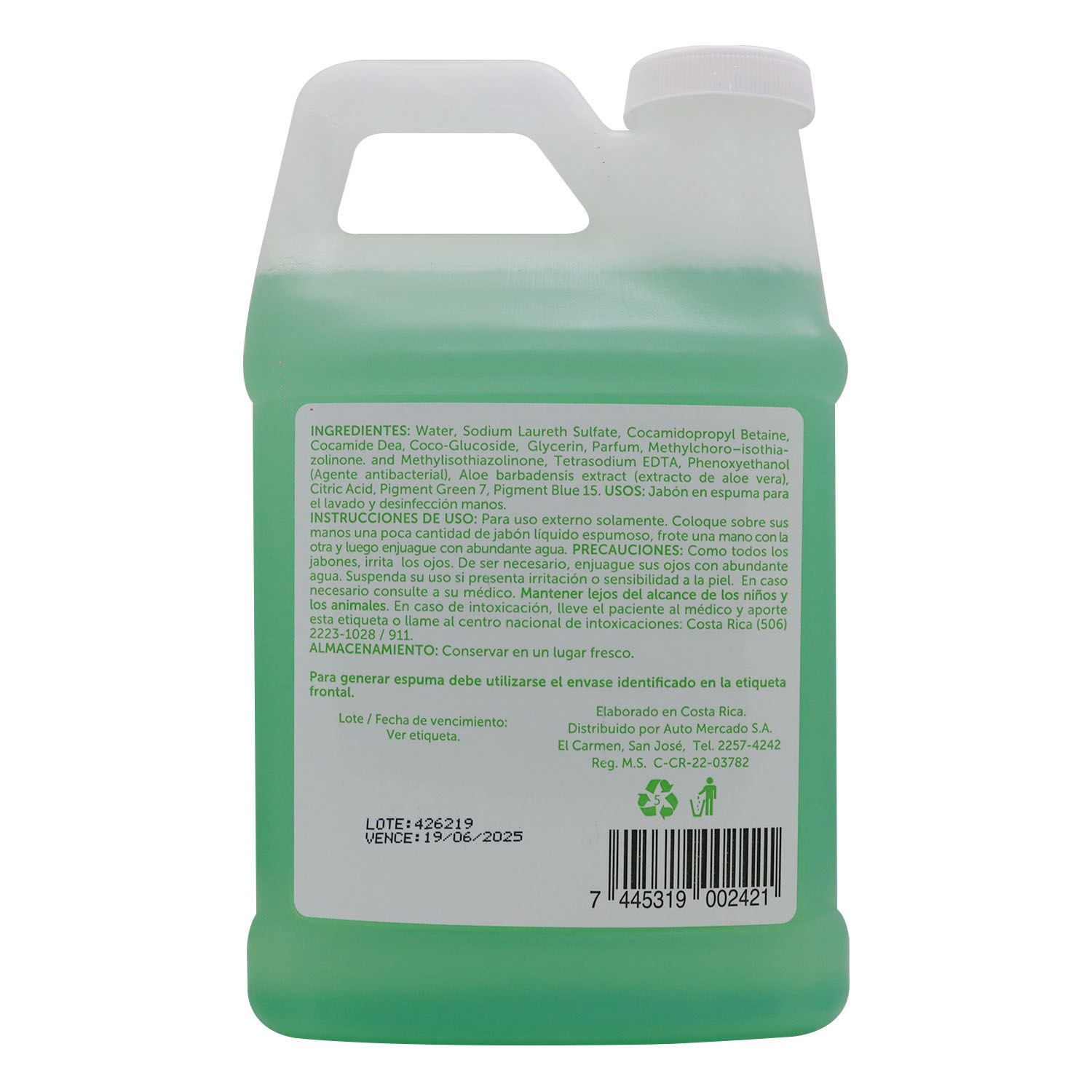 Jabon Manos Espuma Frutos Verdes Selección Auto Envase 1000 Ml