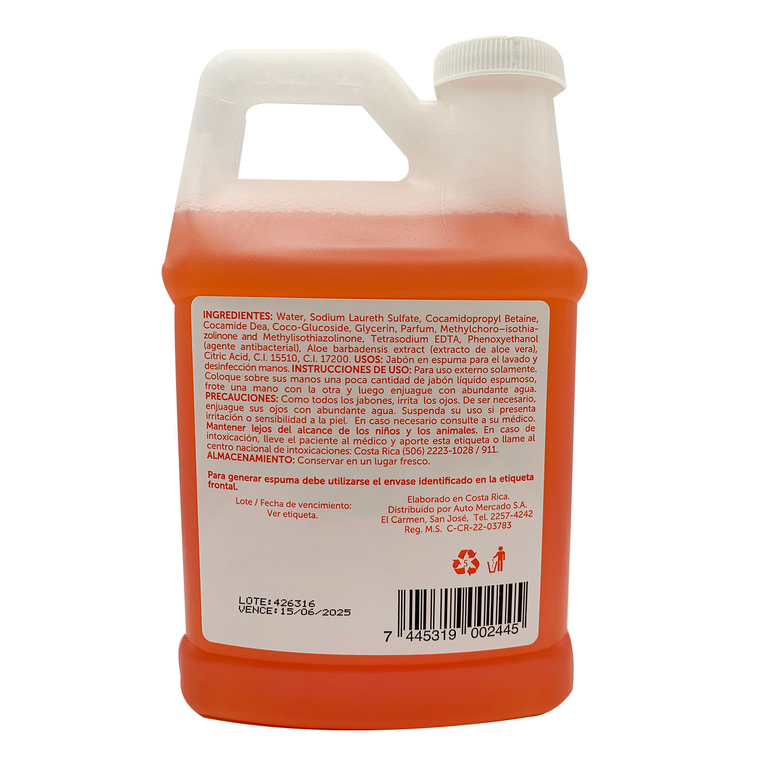 Jabon Liquido Manos Espuma Granada Citrica Selección Auto Envase 1000 Ml