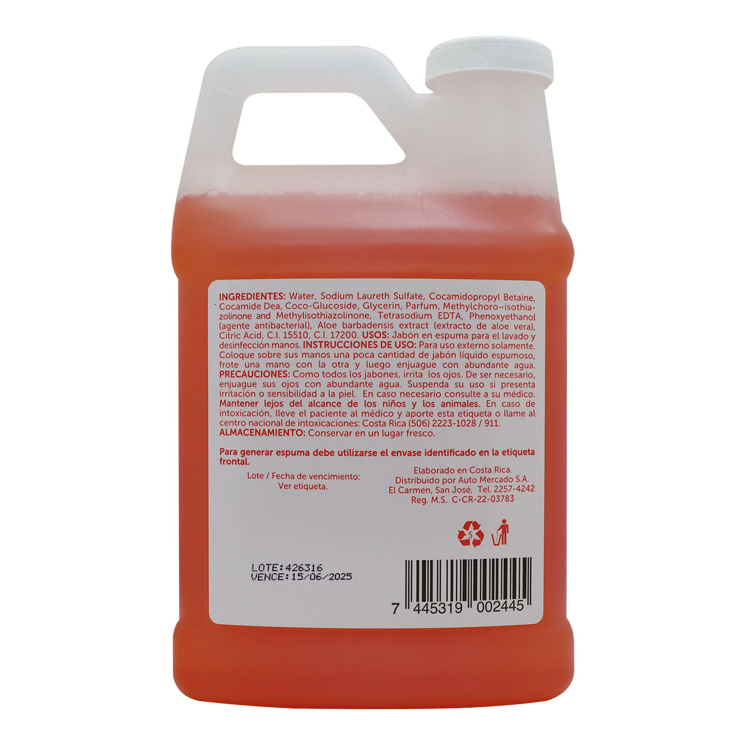 Jabon Liquido Manos Espuma Granada Citrica Selección Auto Envase 1000 Ml