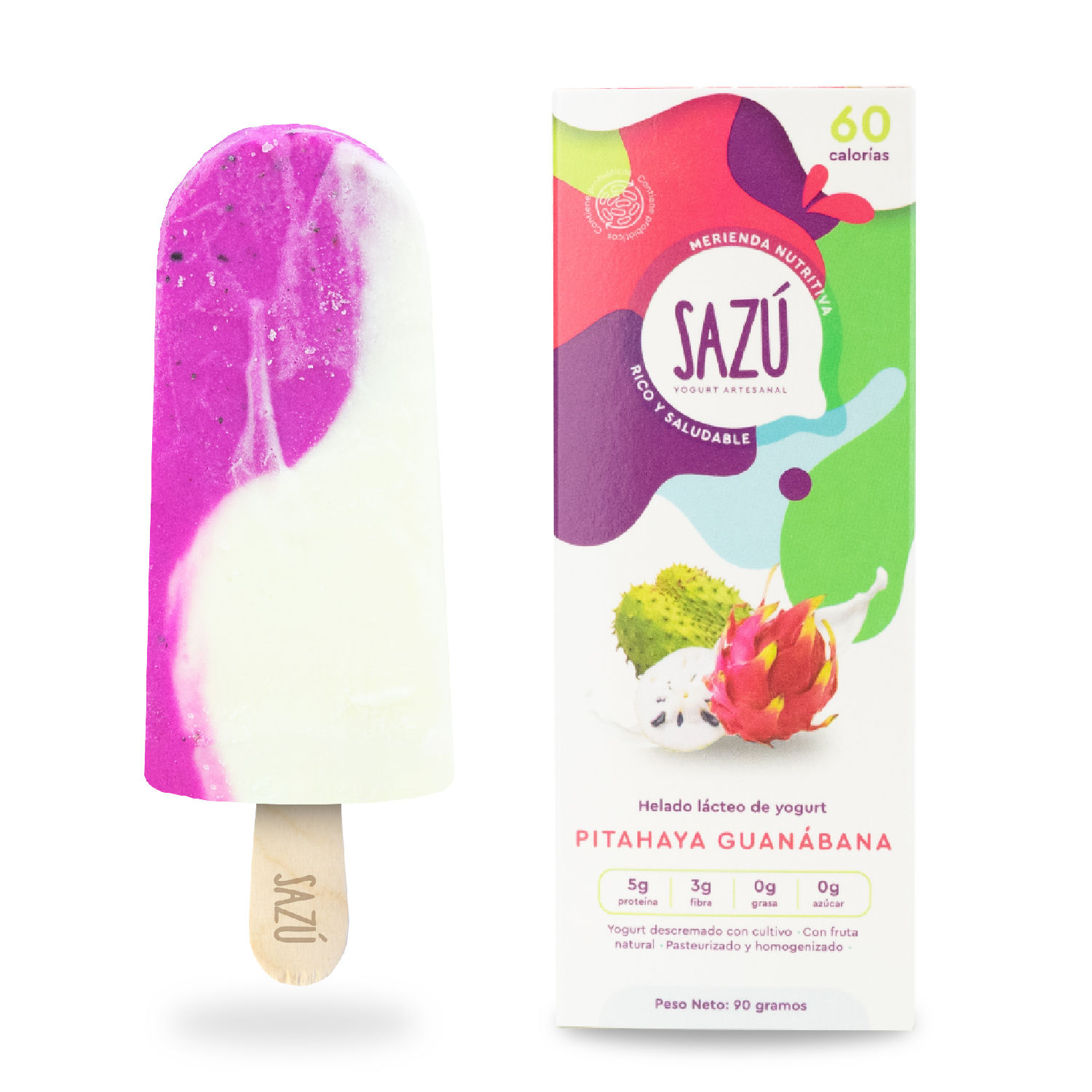 Paleta Yogurt Pitahaya Guanabana Sazu