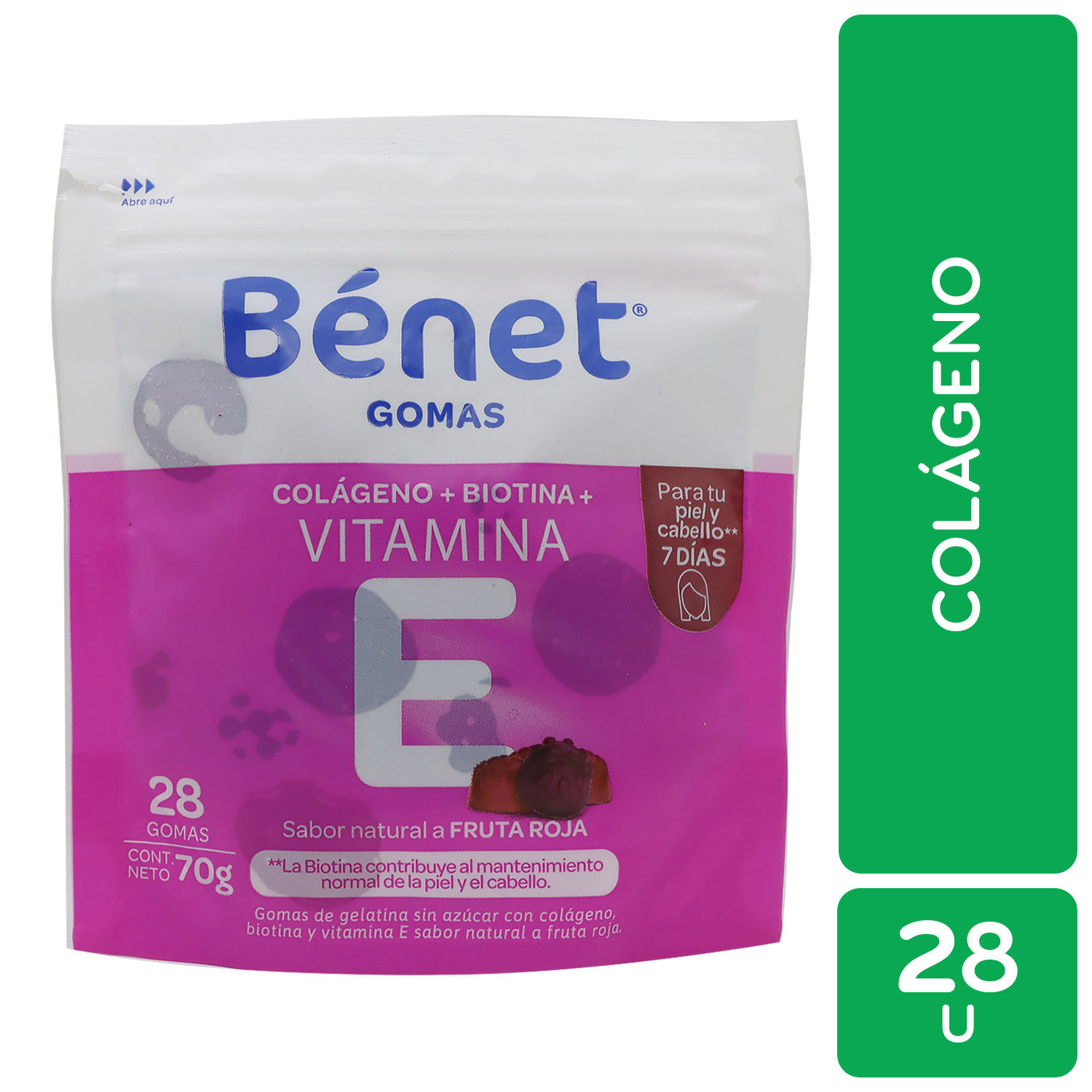 Vitamina E Colageno Biotina Gomita Benet