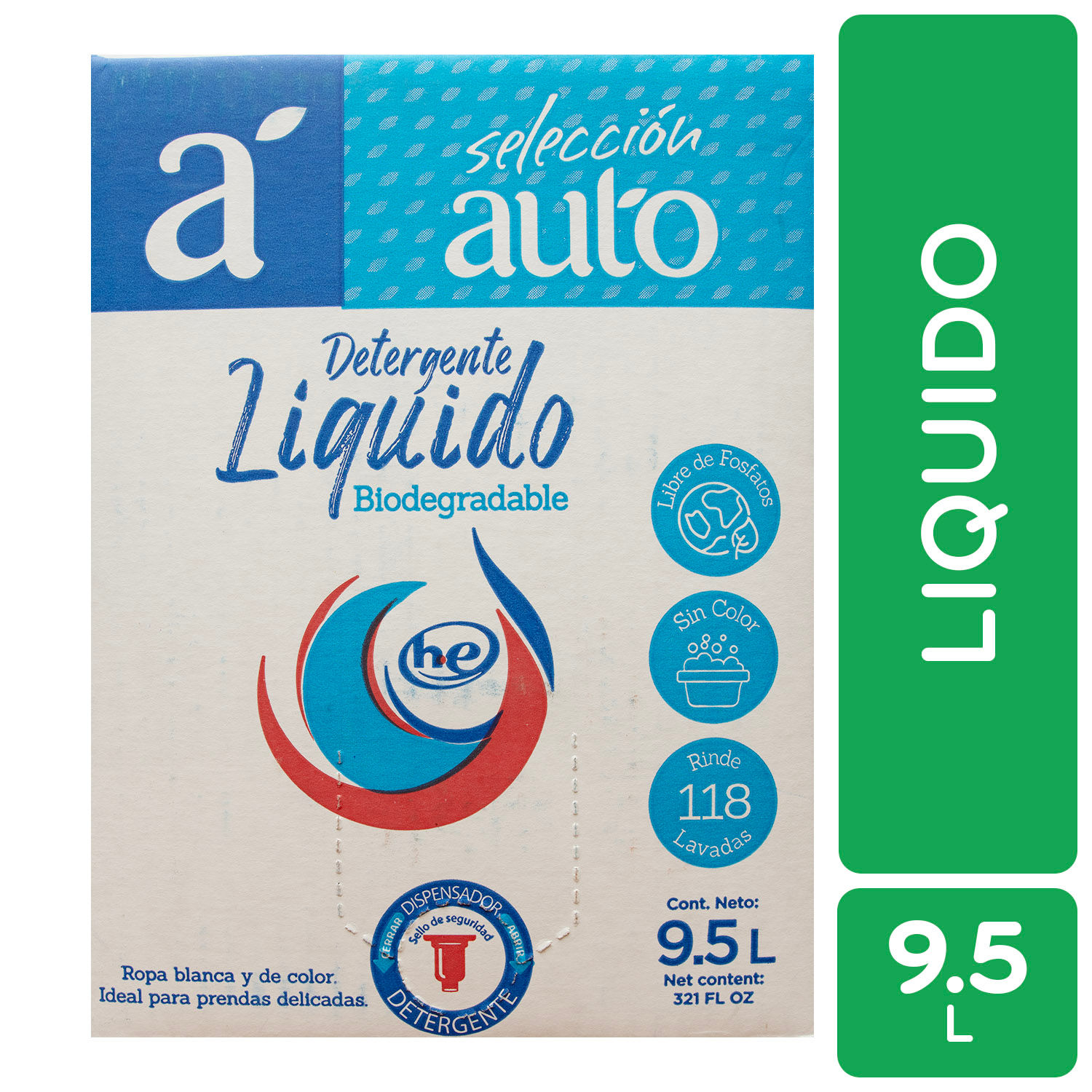 Detergente Liquido He Biodegradable Selección Auto Caja 9500 Ml