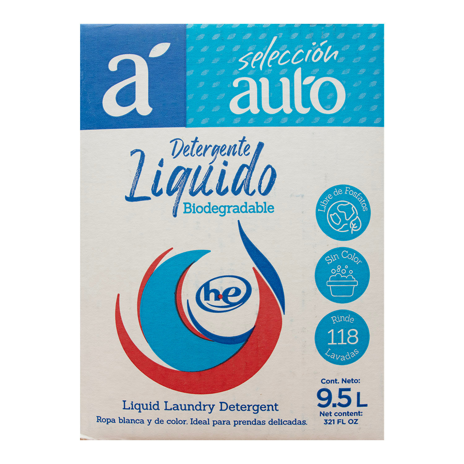 Detergente Liquido He Biodegradable Selección Auto Caja 9500 Ml