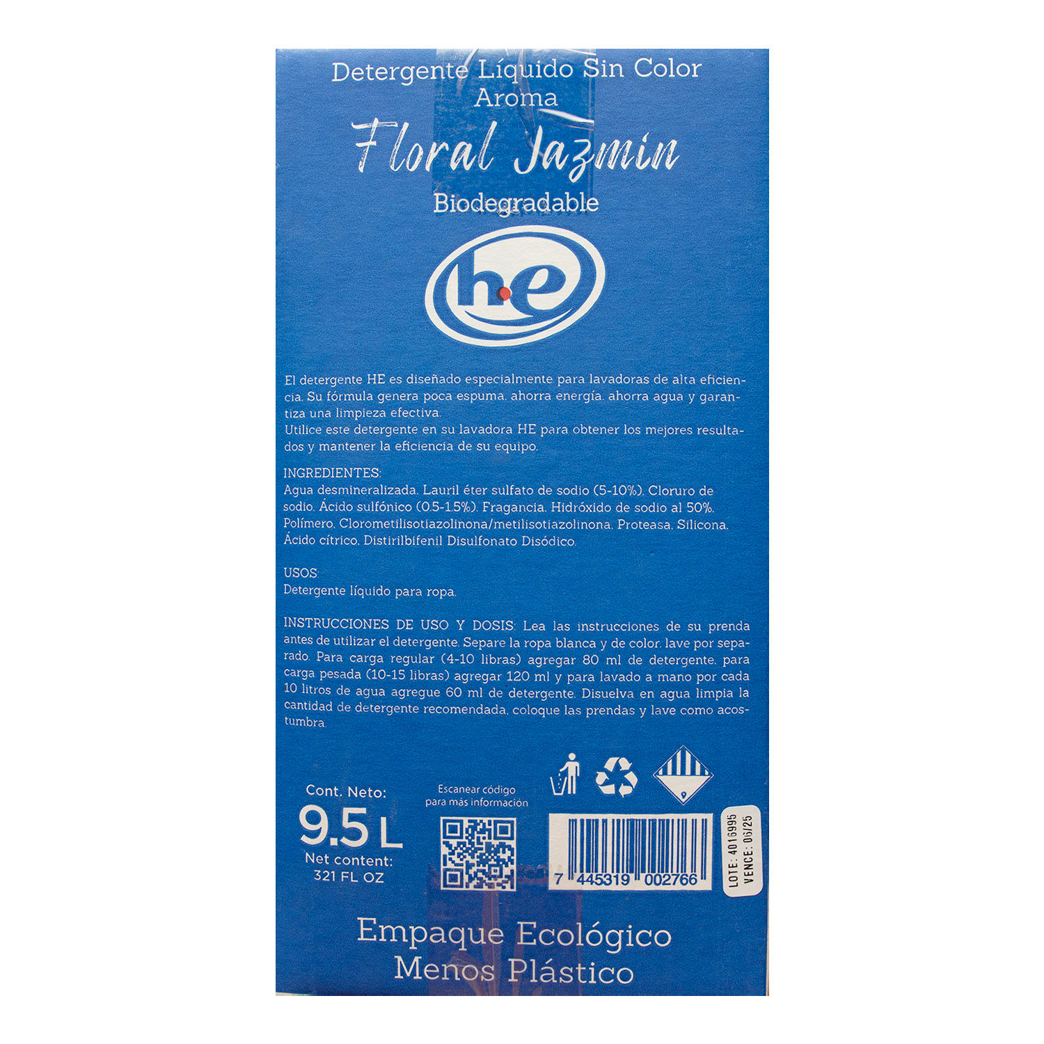 Detergente Liquido He Biodegradable Selección Auto Caja 9500 Ml