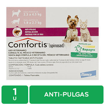 COMFORTIS ANTIPULGAS  TABLETA PERRO 2.3 - 4.5 KG Y GATO 1.9 - 2.7 KG