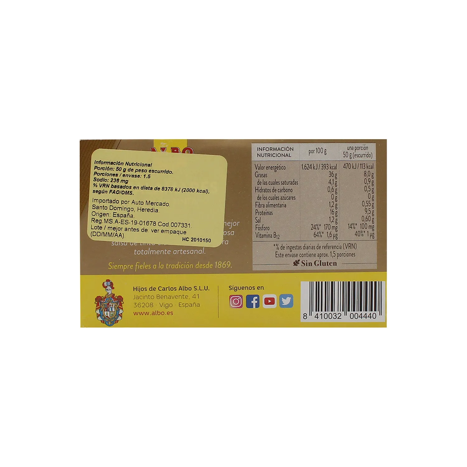 Calamar En Su Tinta Albo Caja 112 G