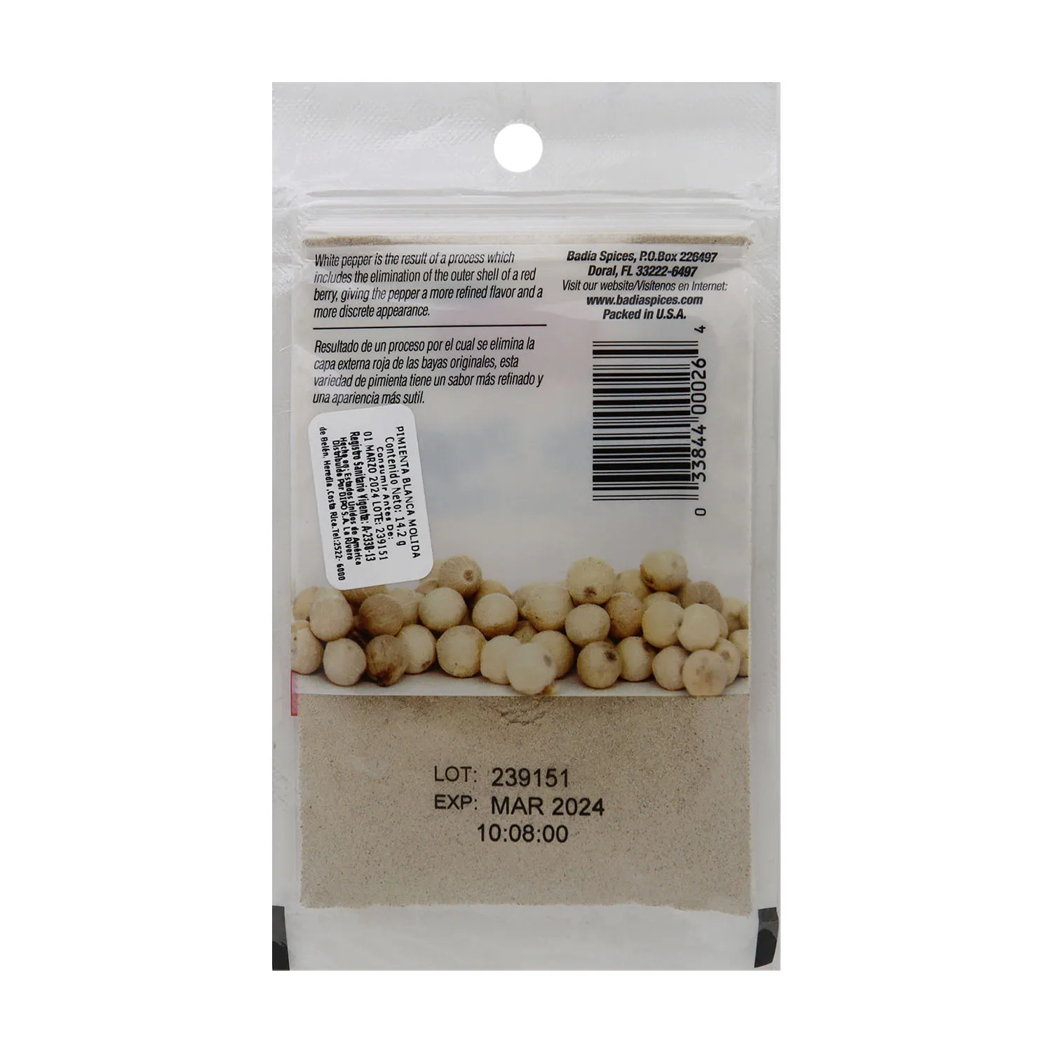 Pimienta Molida Blanca Badia Paquete 14.2 G
