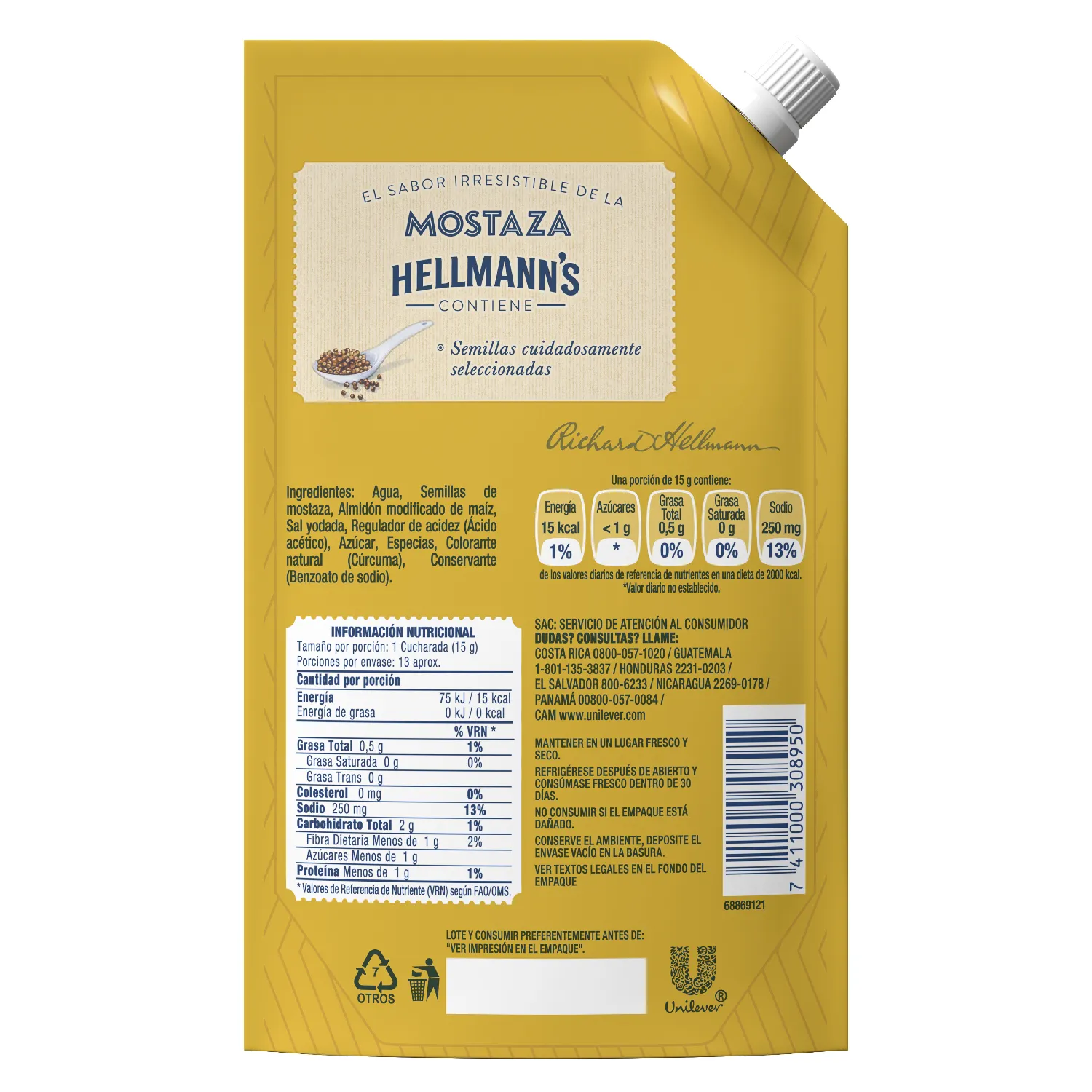Mostaza Preparada Hellmann's Paquete 190 G
