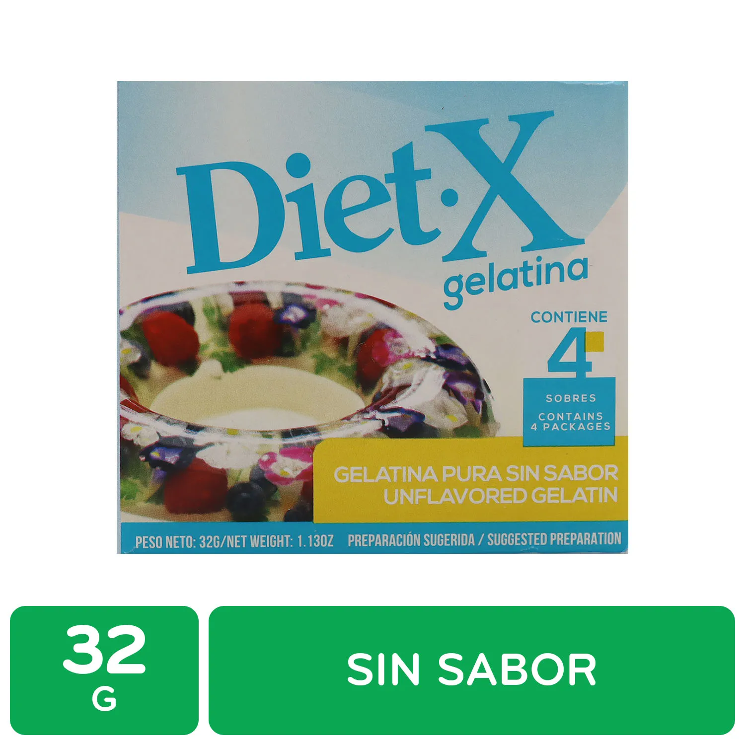 Gelatina Sin Sabor Sin Azucar Diet X Unidad 32 G