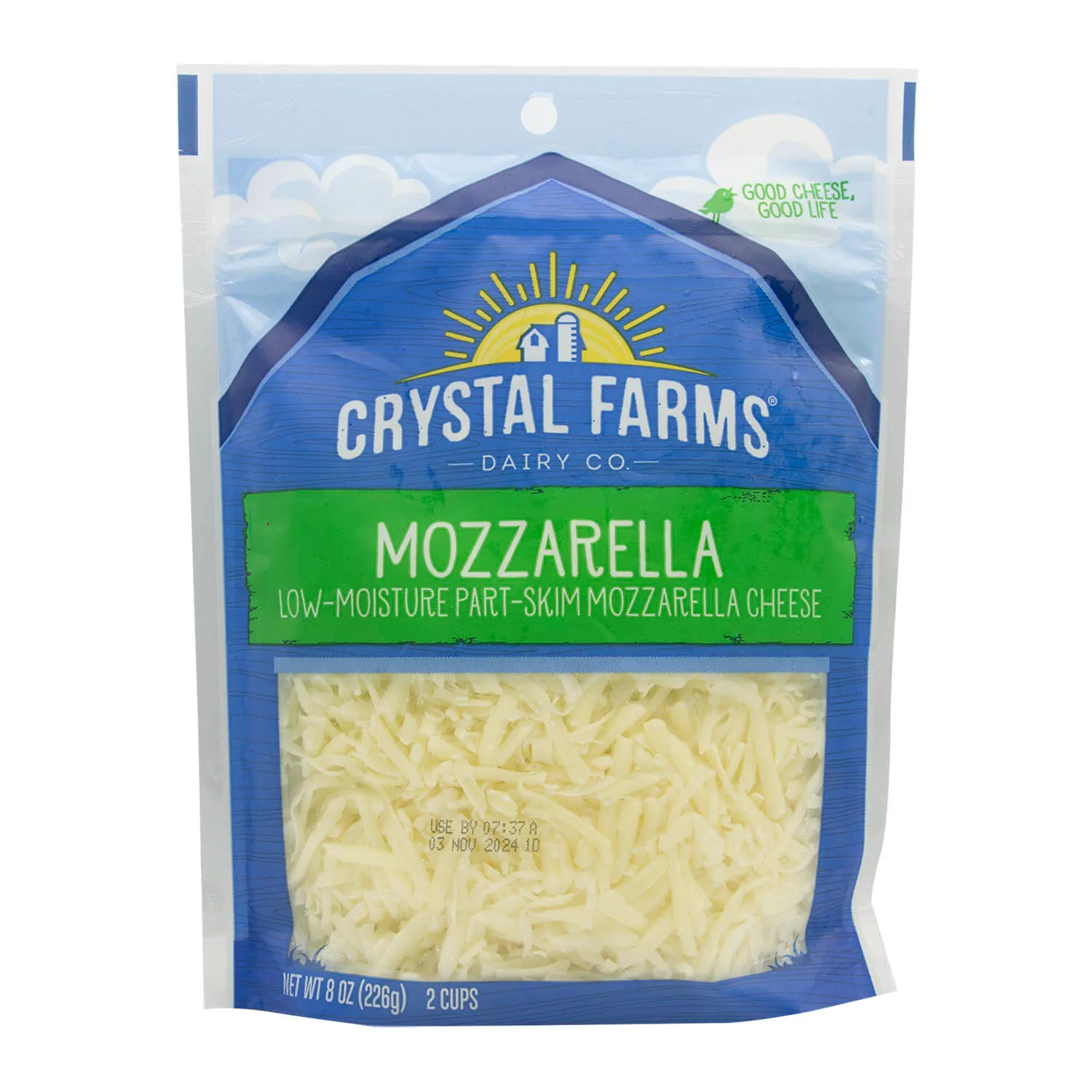 Queso Mozzarella Rallado Crystal Farms Paquete 226 G